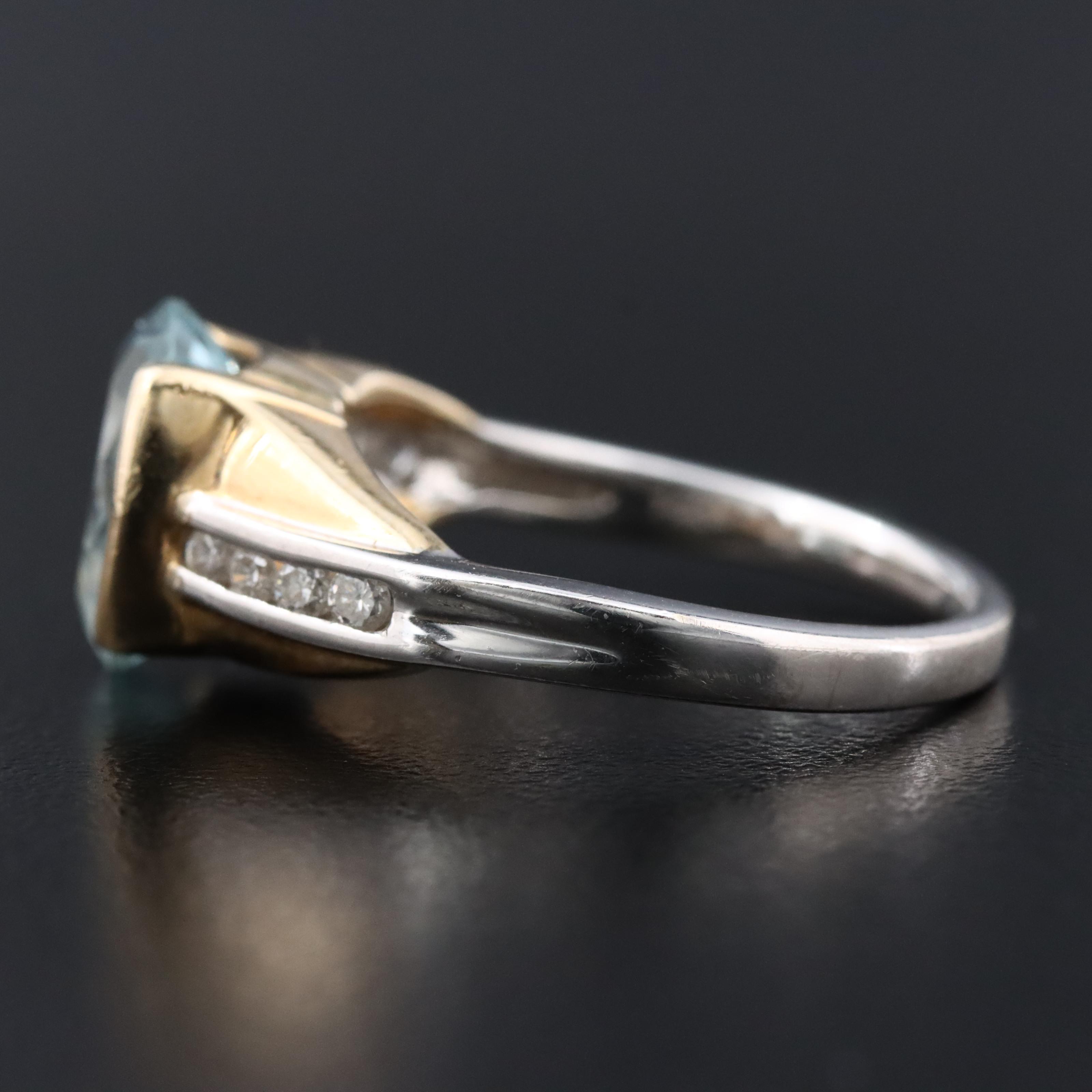 14K Aquamarine and Diamond Ring