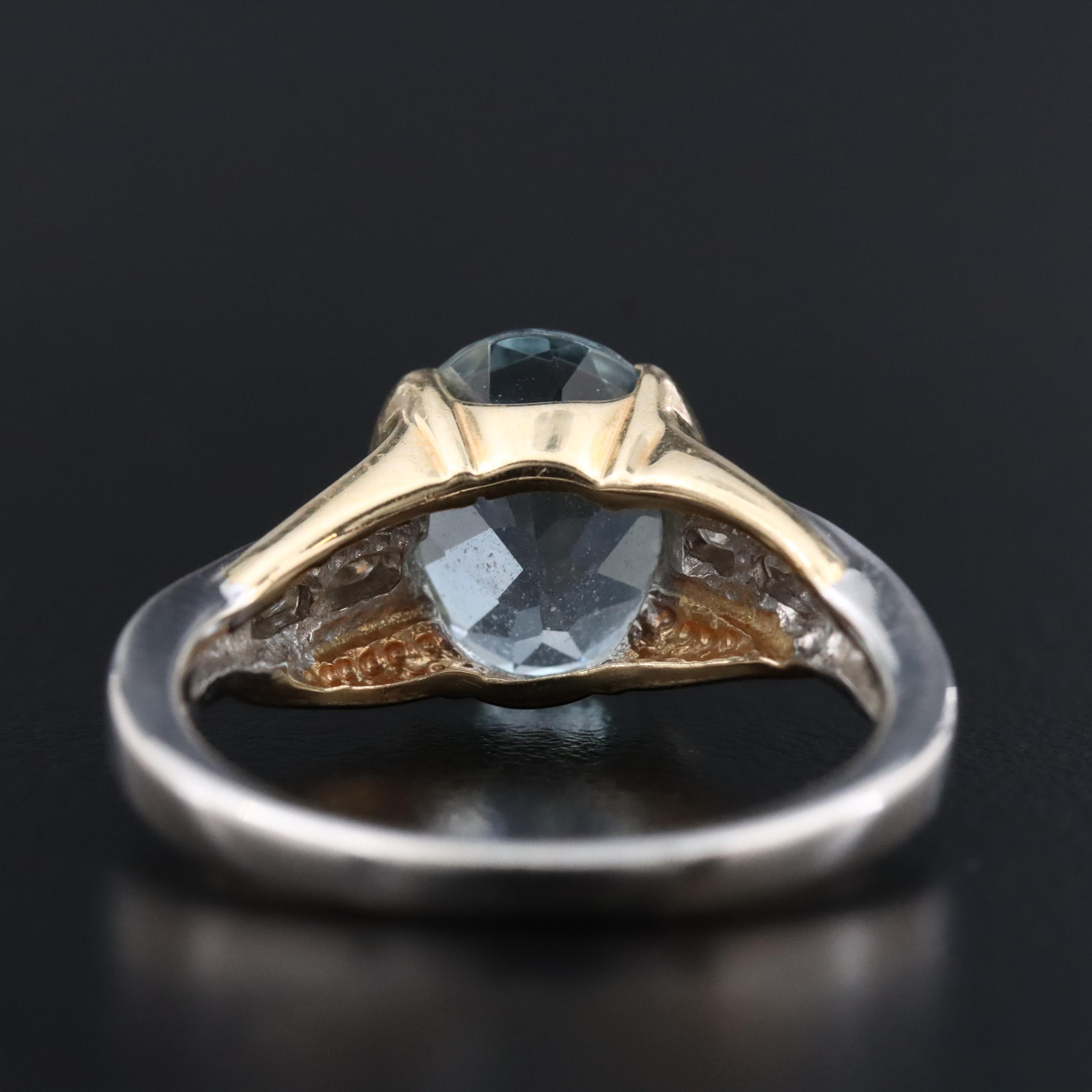 14K Aquamarine and Diamond Ring