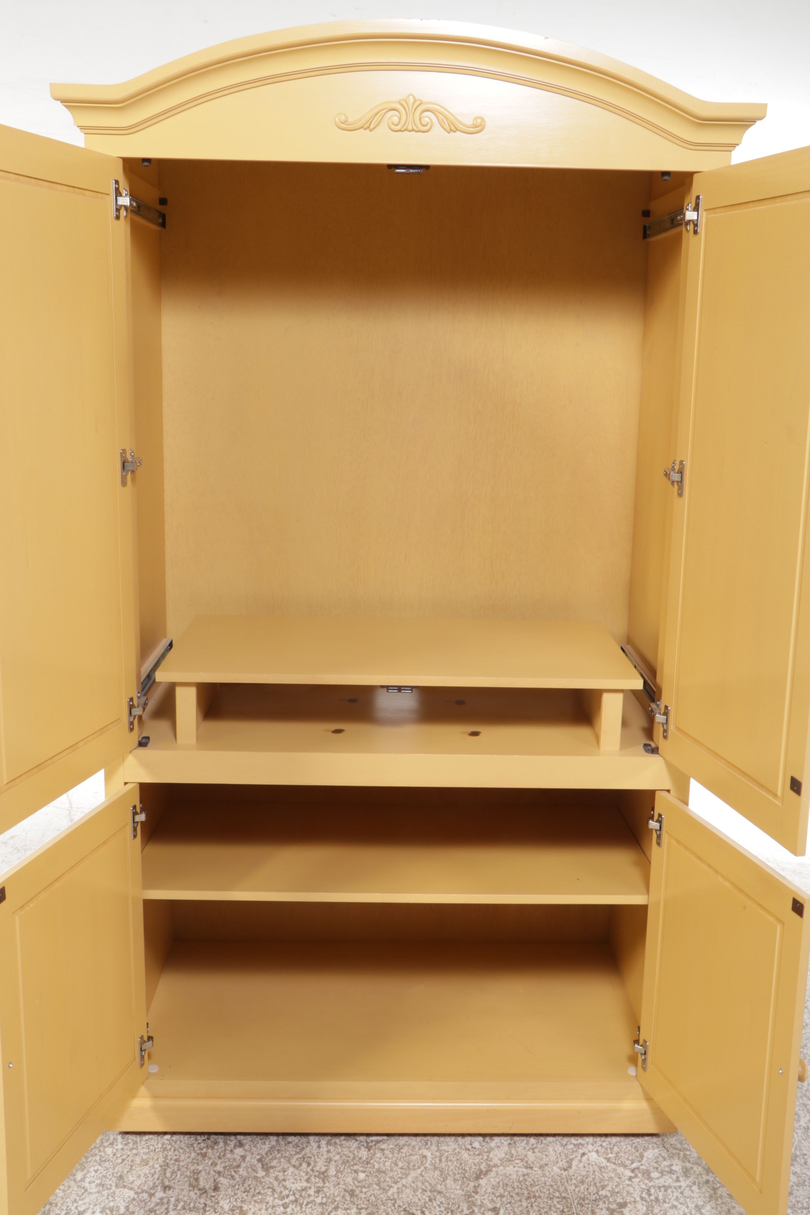 Woodcraft Furniture Painted Yellow Media Cabinet