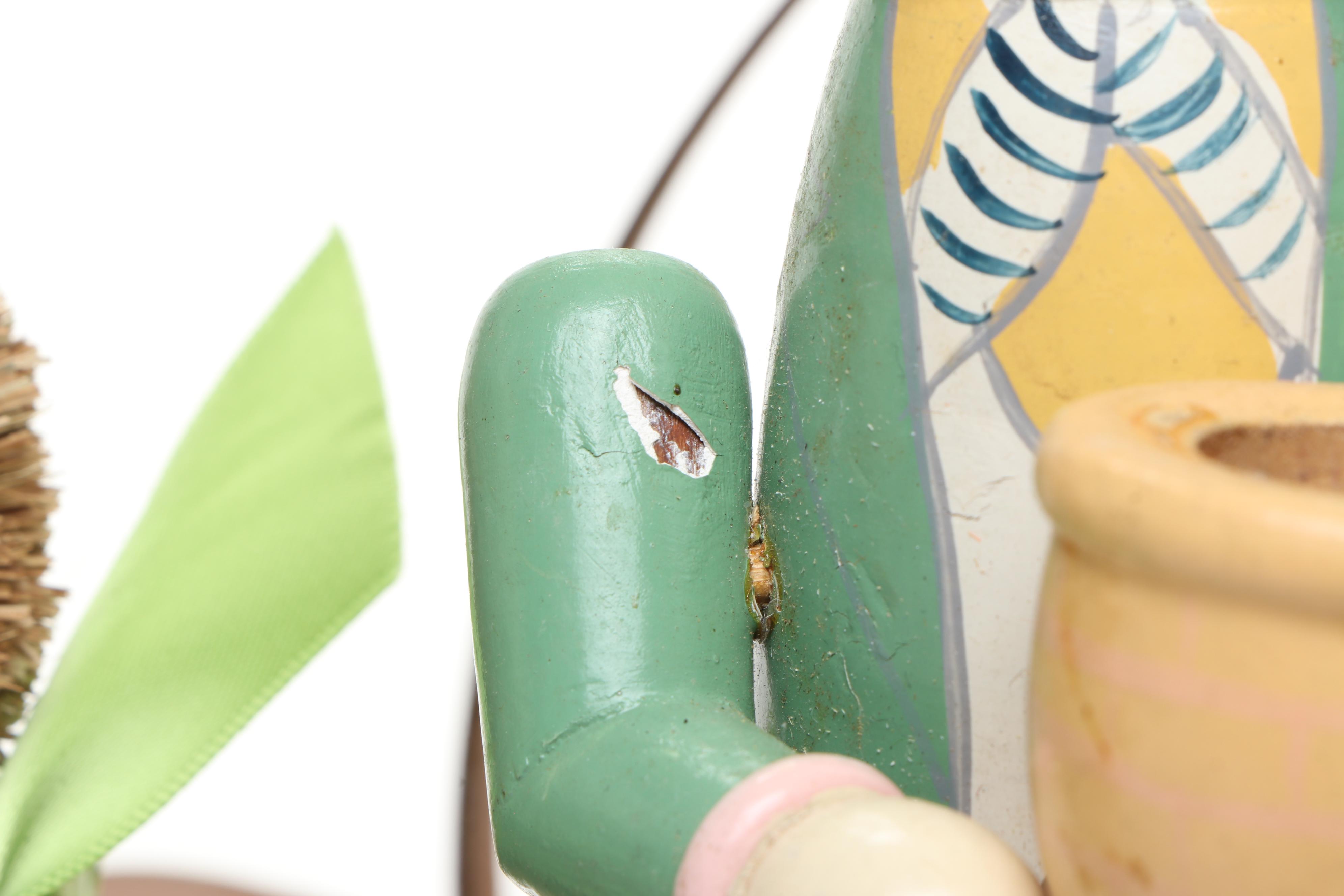 Wood Bunny Candlesticks with Other Metal and Wicker Bunny and Stone Egg Figures
