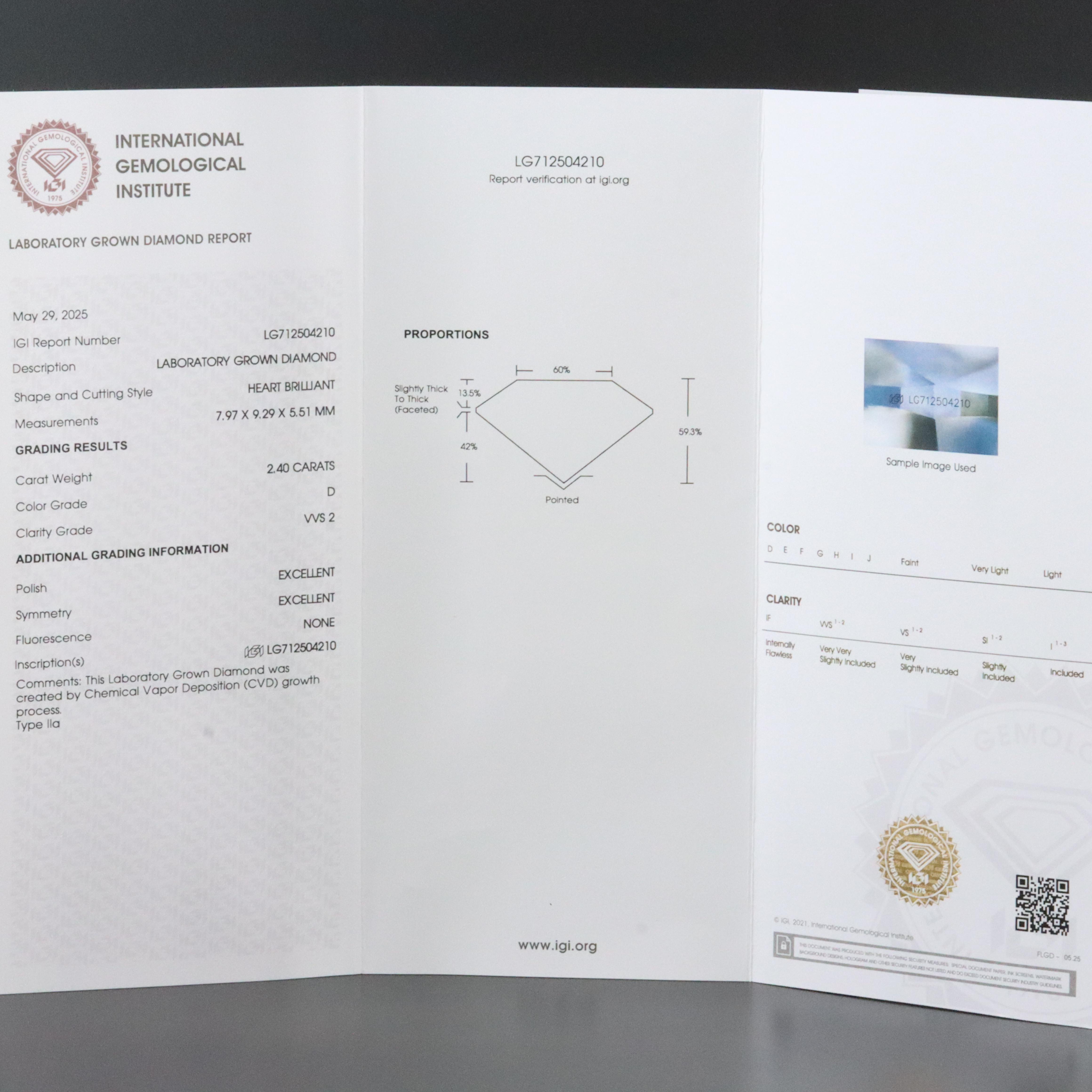 Platinum 4.84 CTW Lab Grown Diamond Stud Earrings with IGI Reports