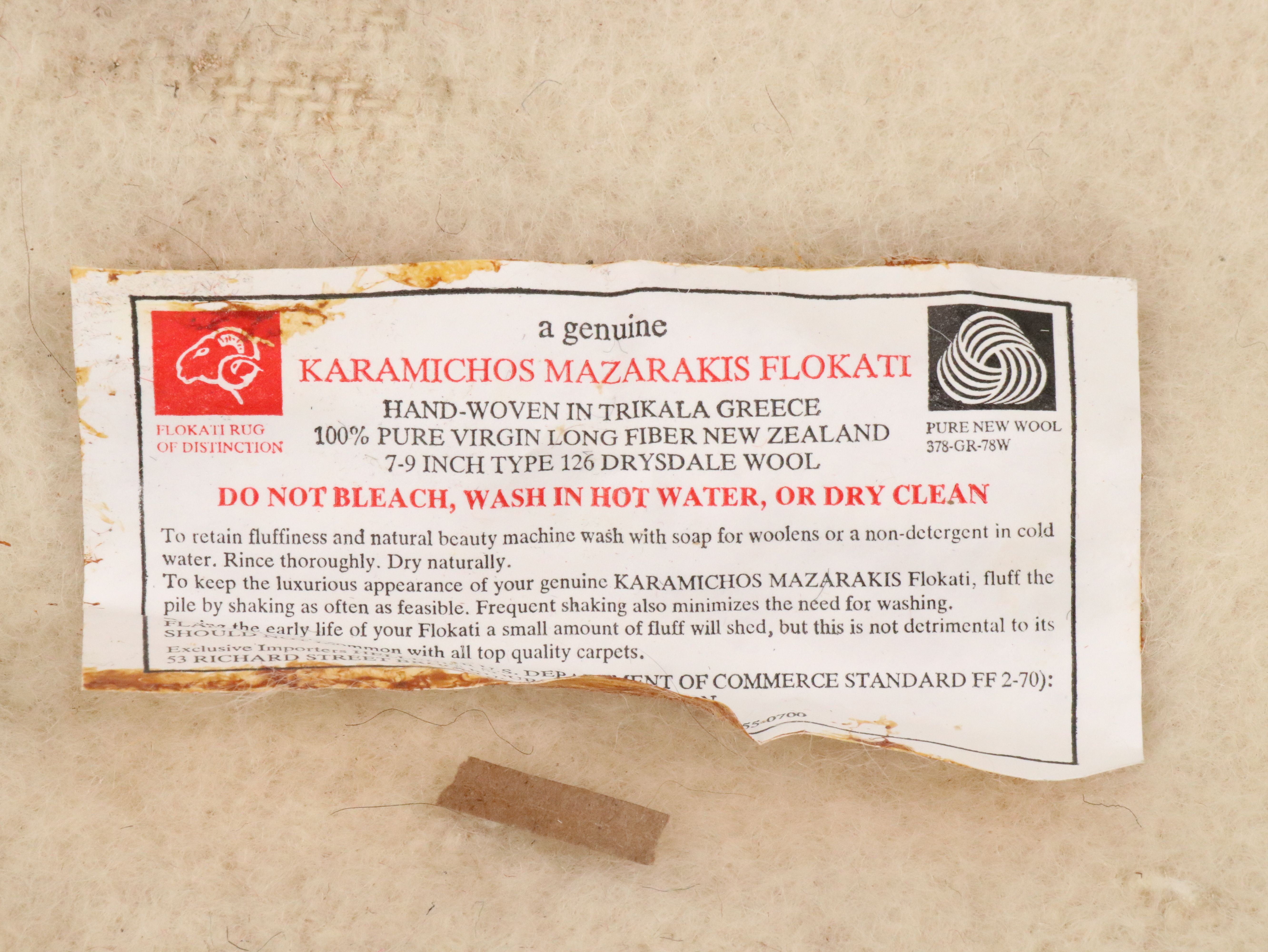 9'4 x 12'3 Handwoven Karamichos Mazarakis Flokati Room-Sized Rug