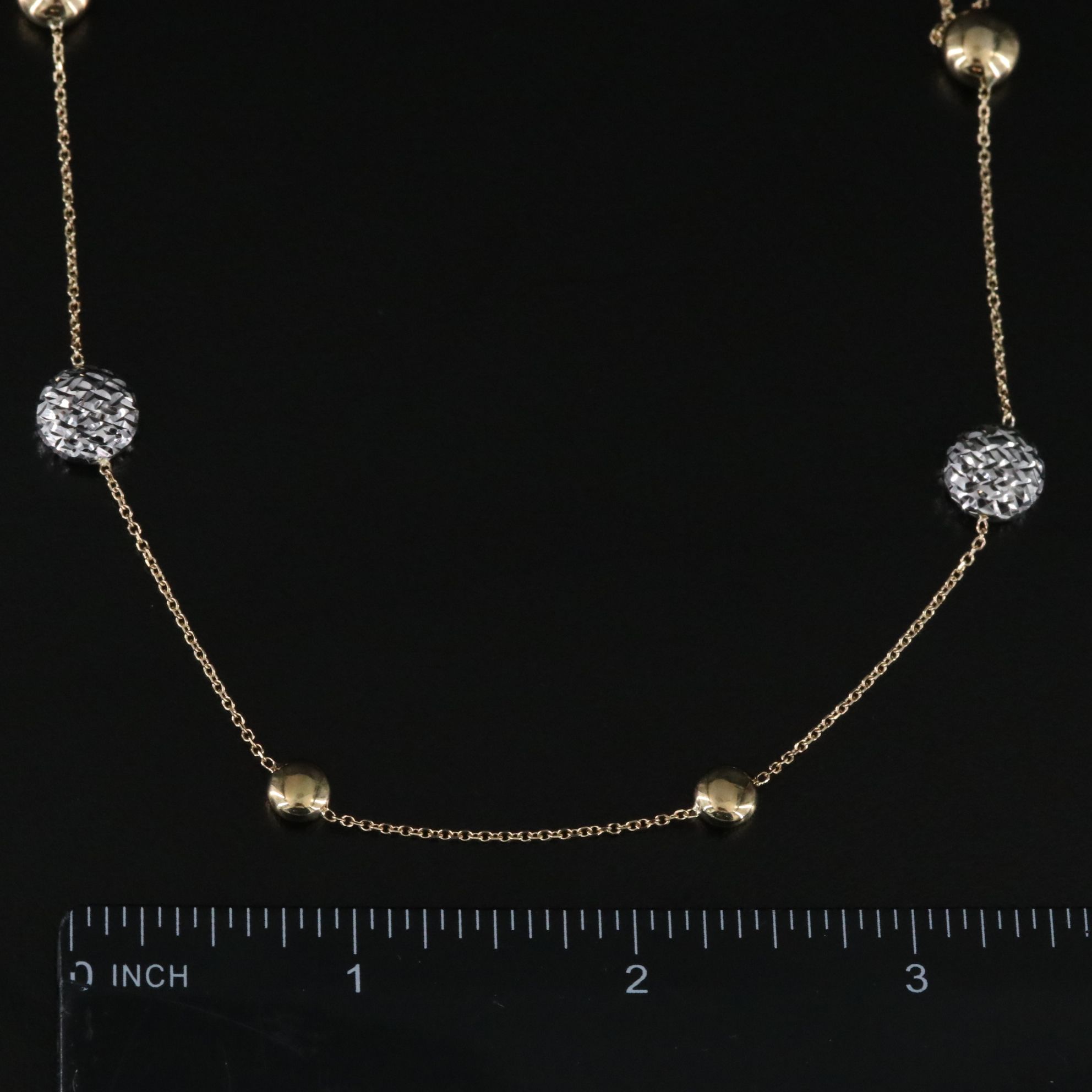 14K Two-Tone Station Necklace with Diamond Cut Accent