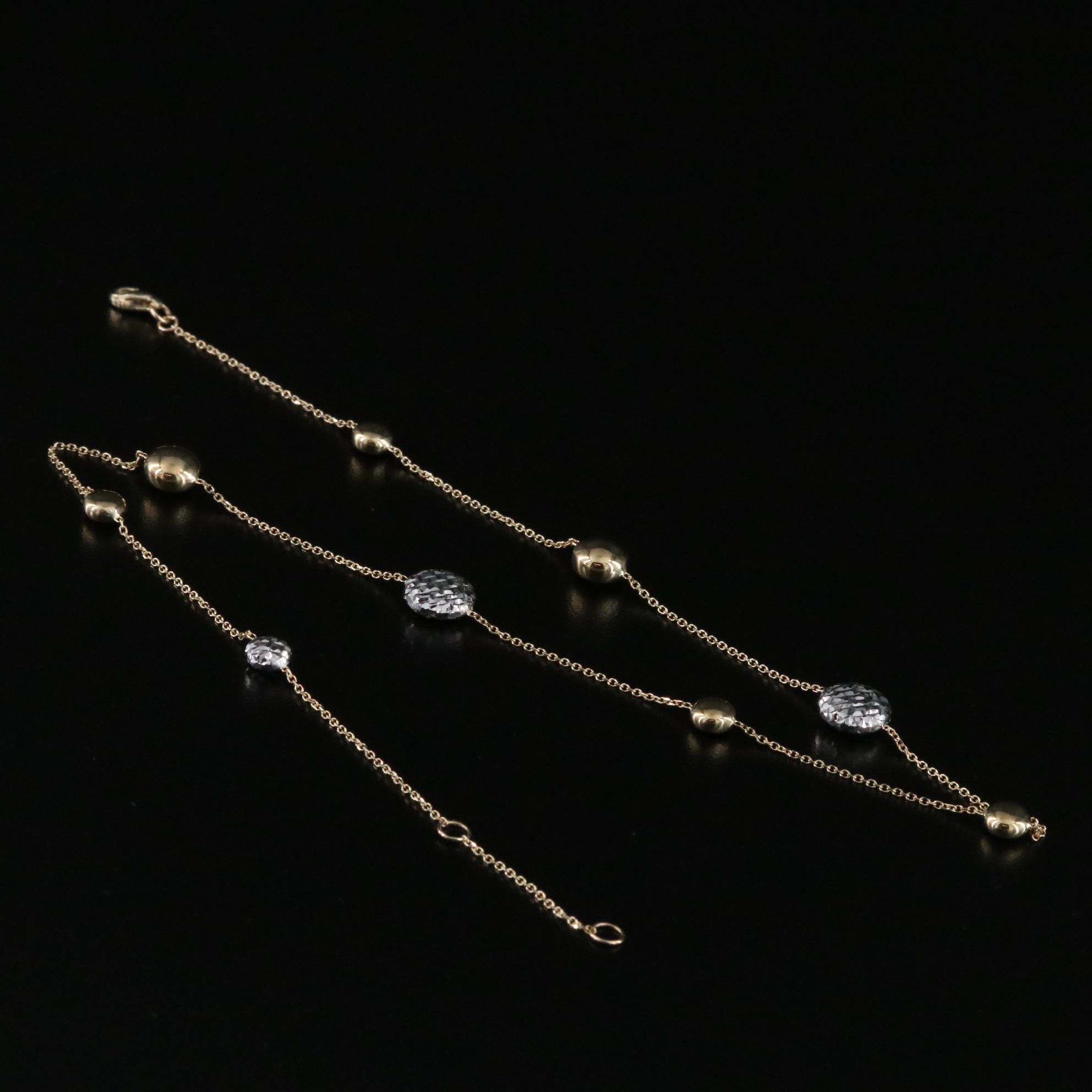 14K Two-Tone Station Necklace with Diamond Cut Accent