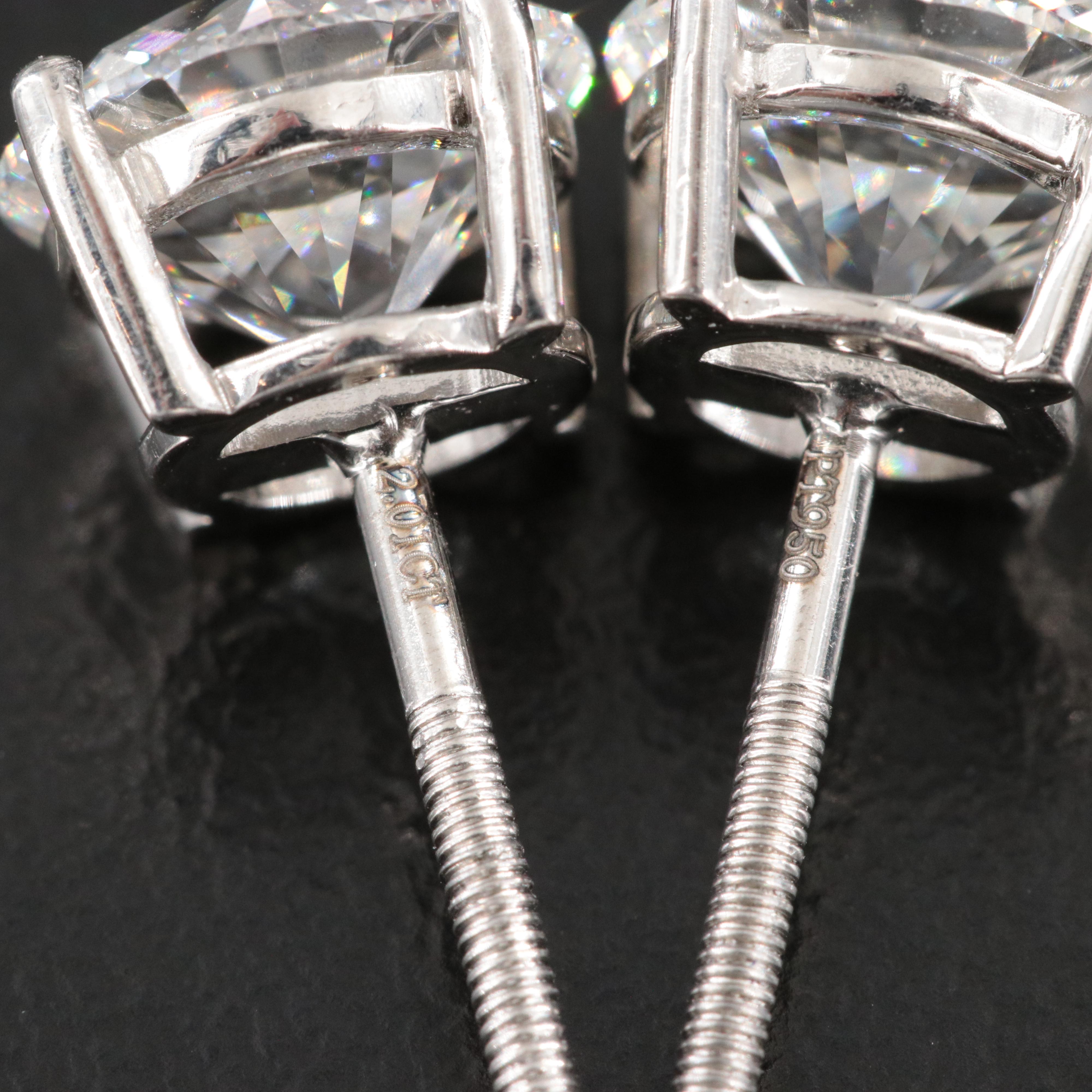 Platinum 4.03 CTW Lab Grown Diamond Stud Earrings with IGI Reports