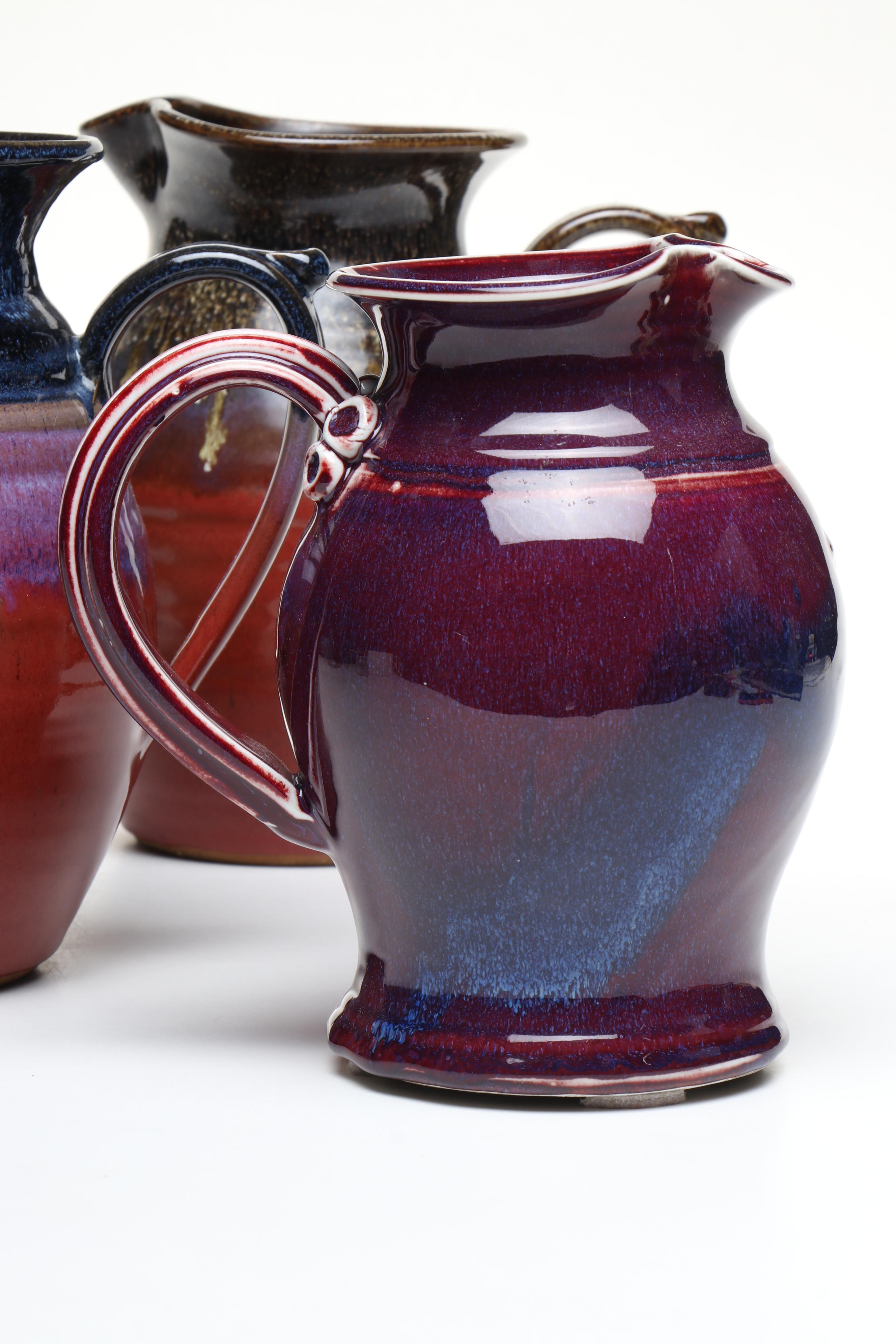 Edgecomb Potters and Alewine Pottery Glazed Ceramic Ice Lip Pitchers