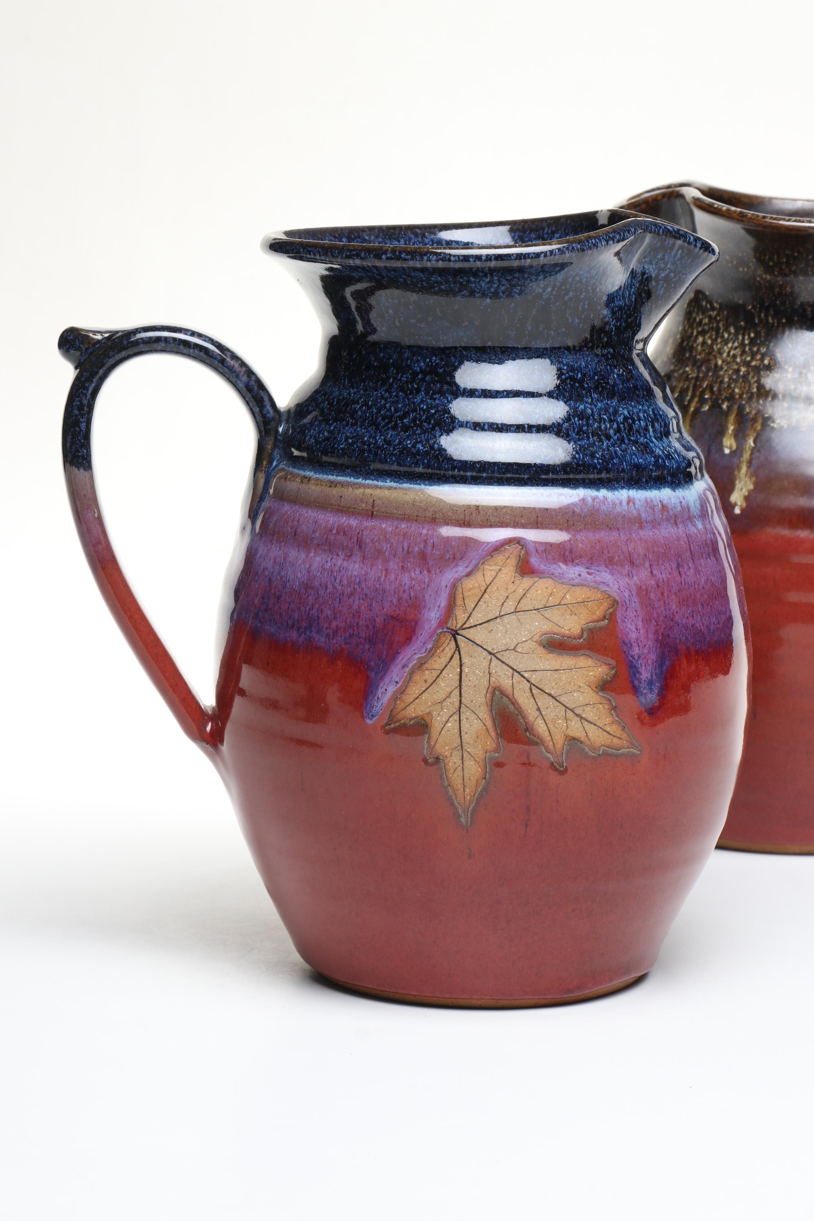 Edgecomb Potters and Alewine Pottery Glazed Ceramic Ice Lip Pitchers
