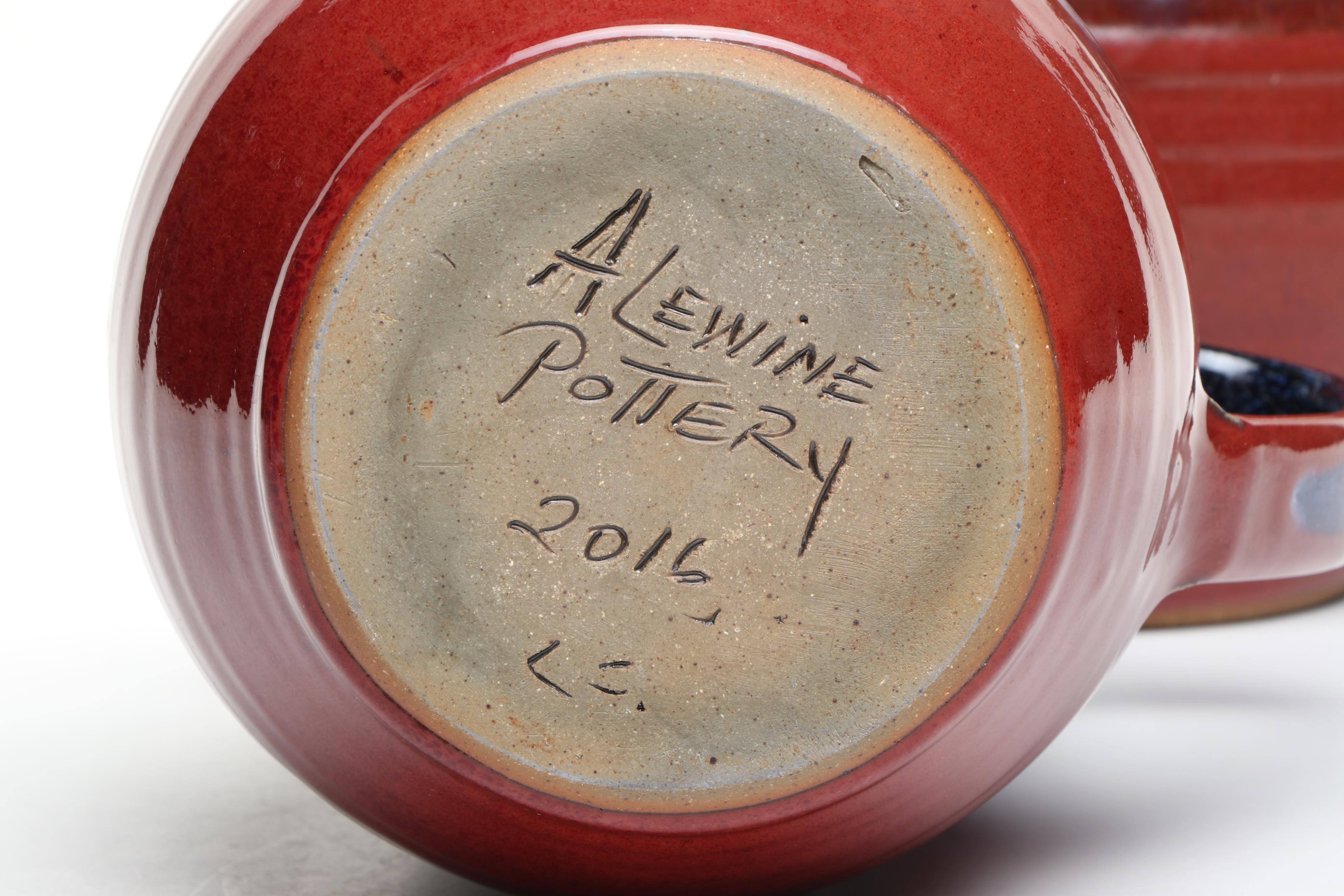 Edgecomb Potters and Alewine Pottery Glazed Ceramic Ice Lip Pitchers