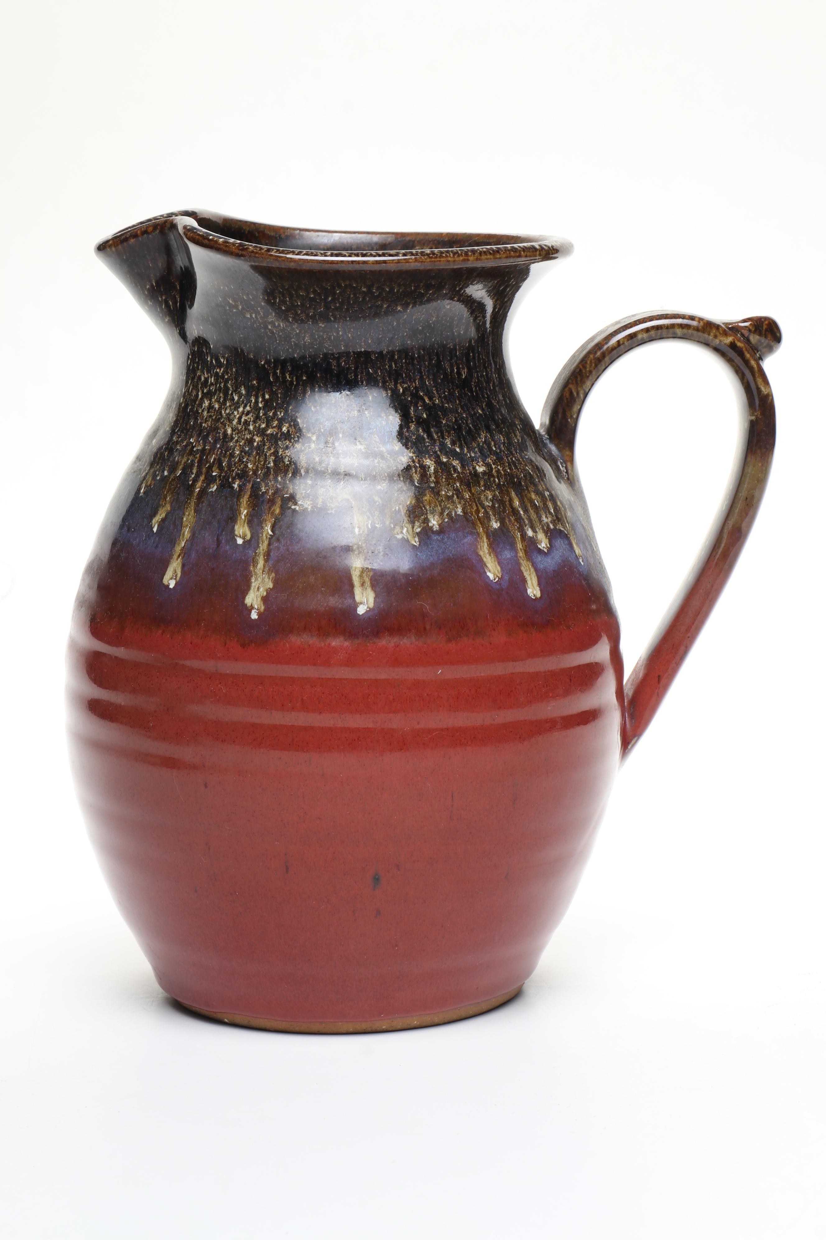Edgecomb Potters and Alewine Pottery Glazed Ceramic Ice Lip Pitchers
