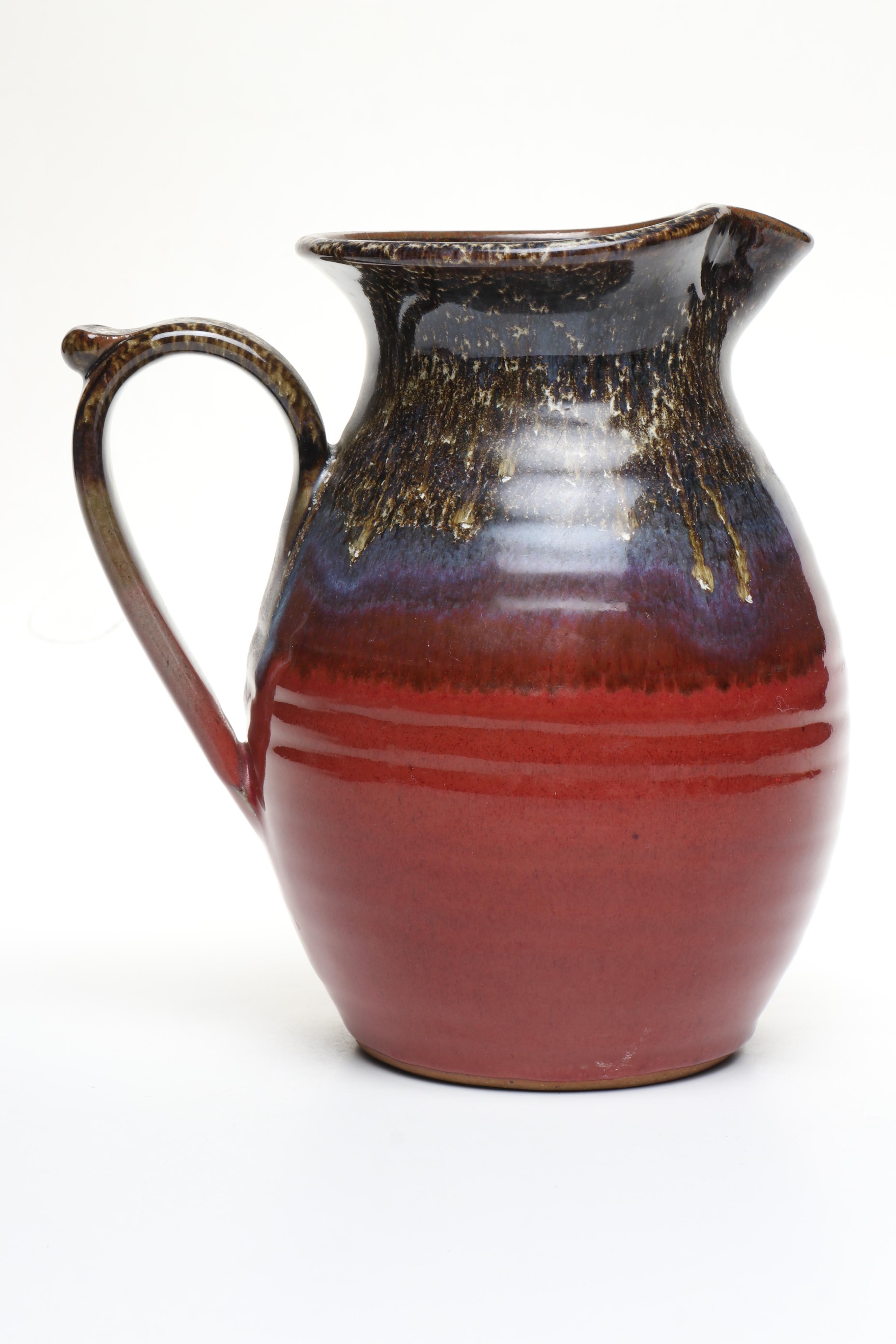 Edgecomb Potters and Alewine Pottery Glazed Ceramic Ice Lip Pitchers