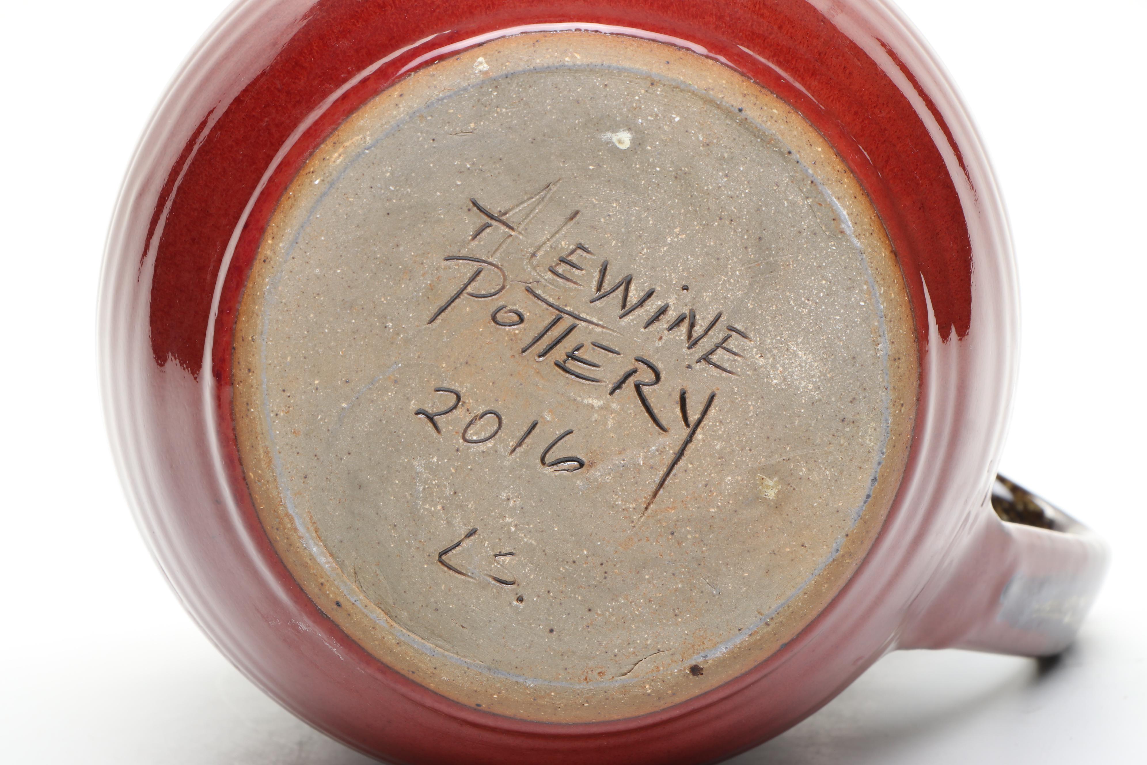 Edgecomb Potters and Alewine Pottery Glazed Ceramic Ice Lip Pitchers