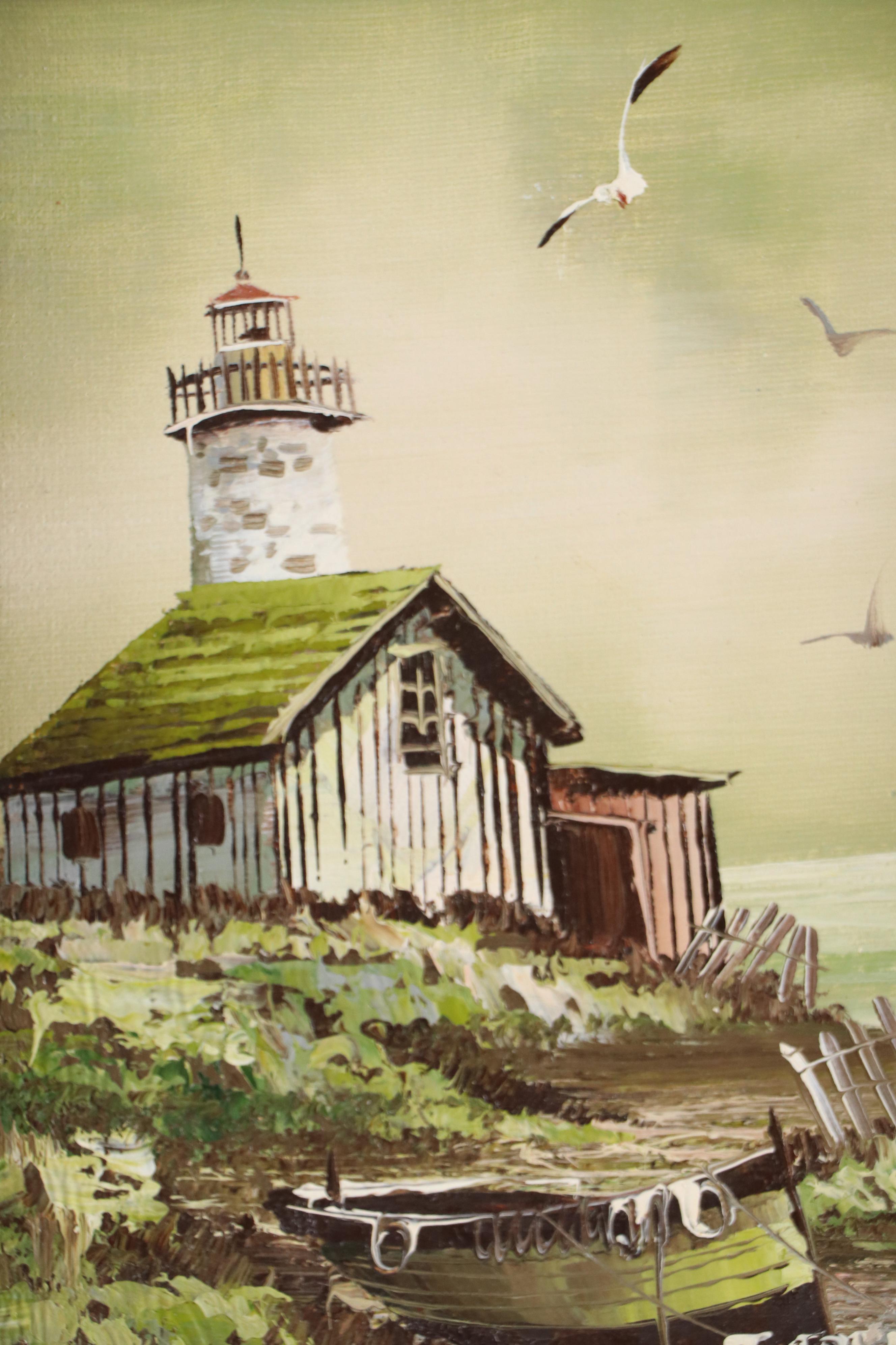 Coastal Landscape Oil Painting, Late 20th Century