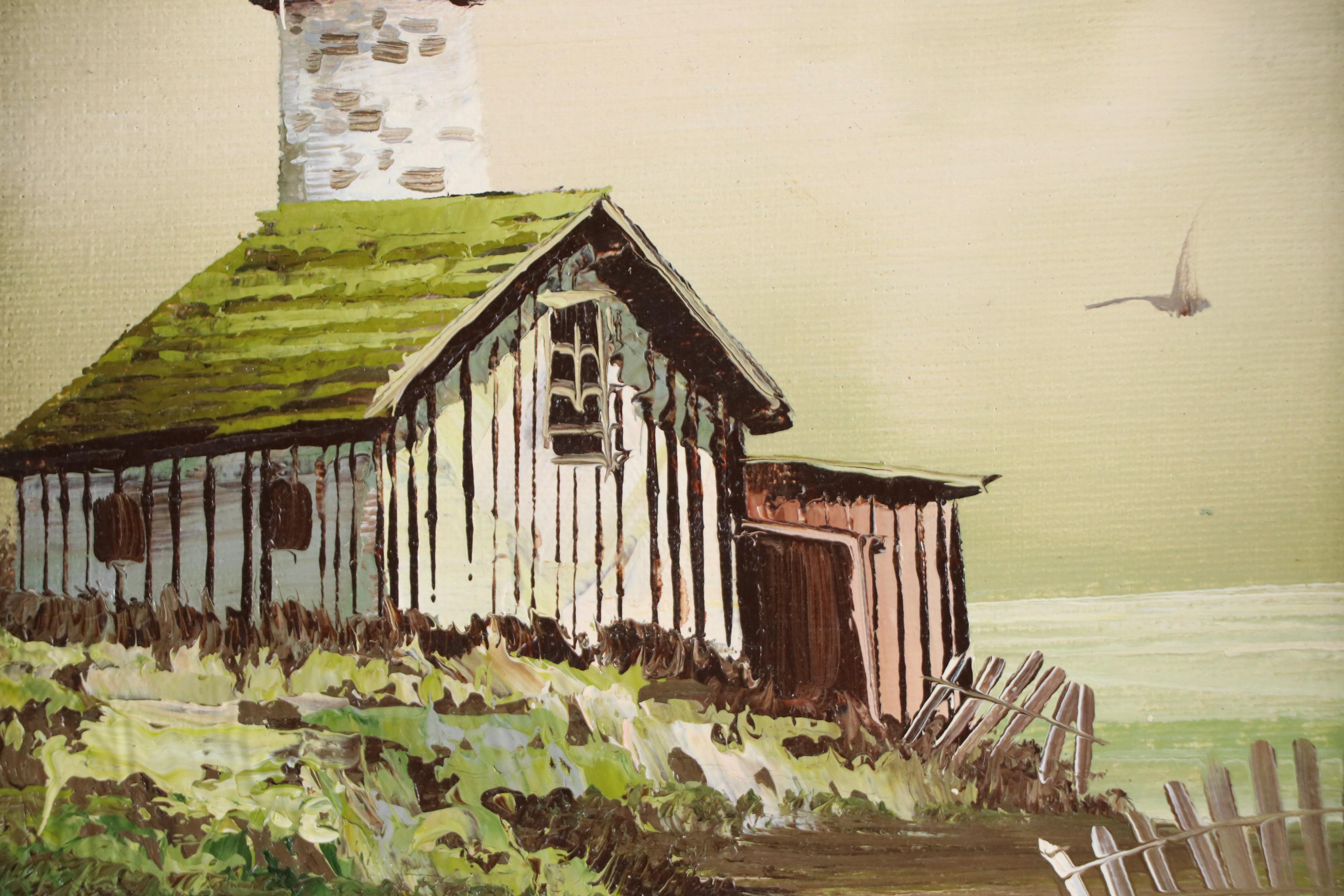 Coastal Landscape Oil Painting, Late 20th Century