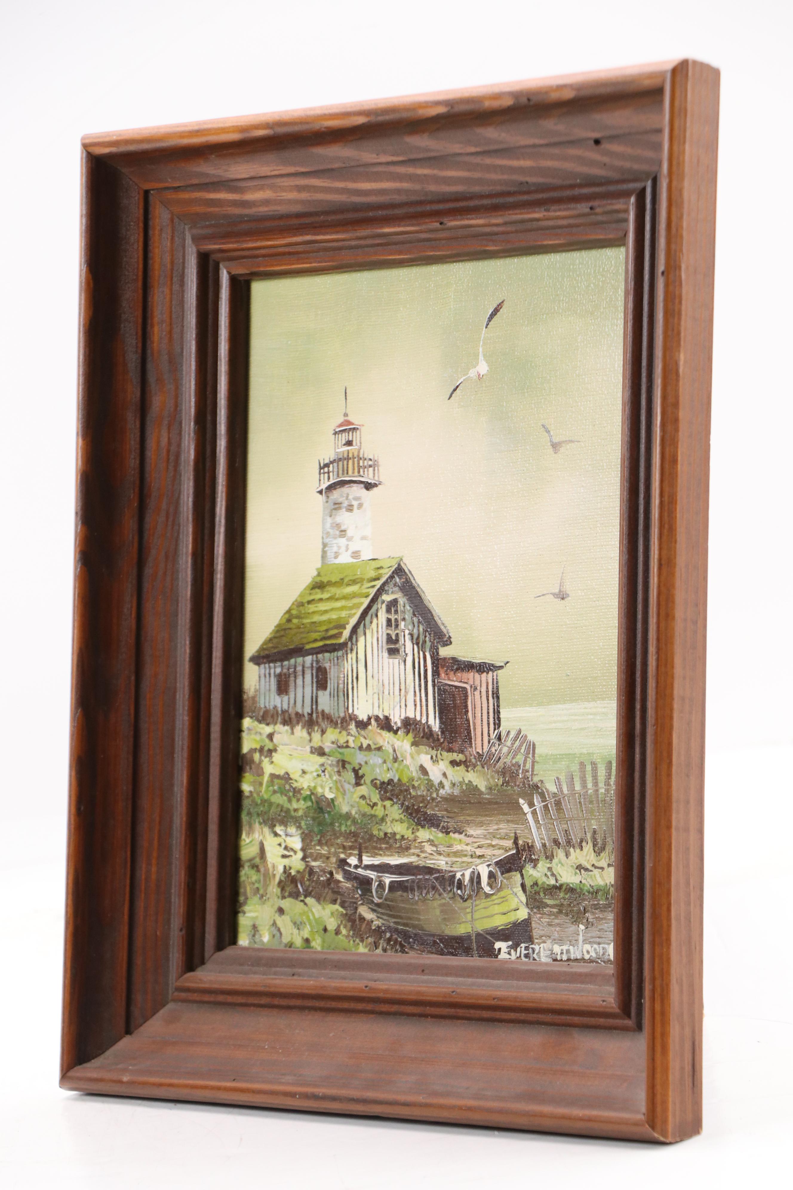 Coastal Landscape Oil Painting, Late 20th Century