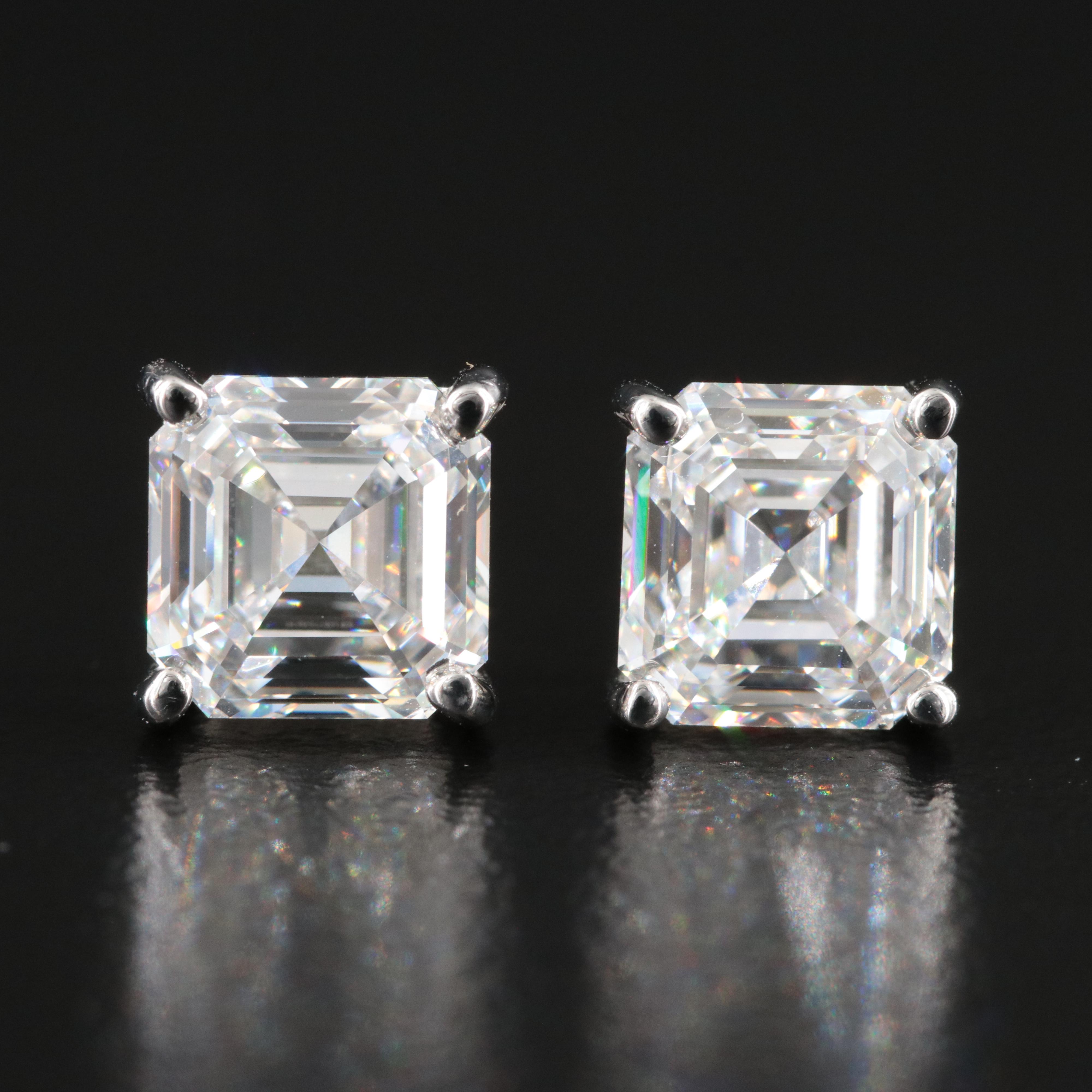 Platinum 3.84 CTW Lab Grown Diamond Stud Earrings with IGI Reports