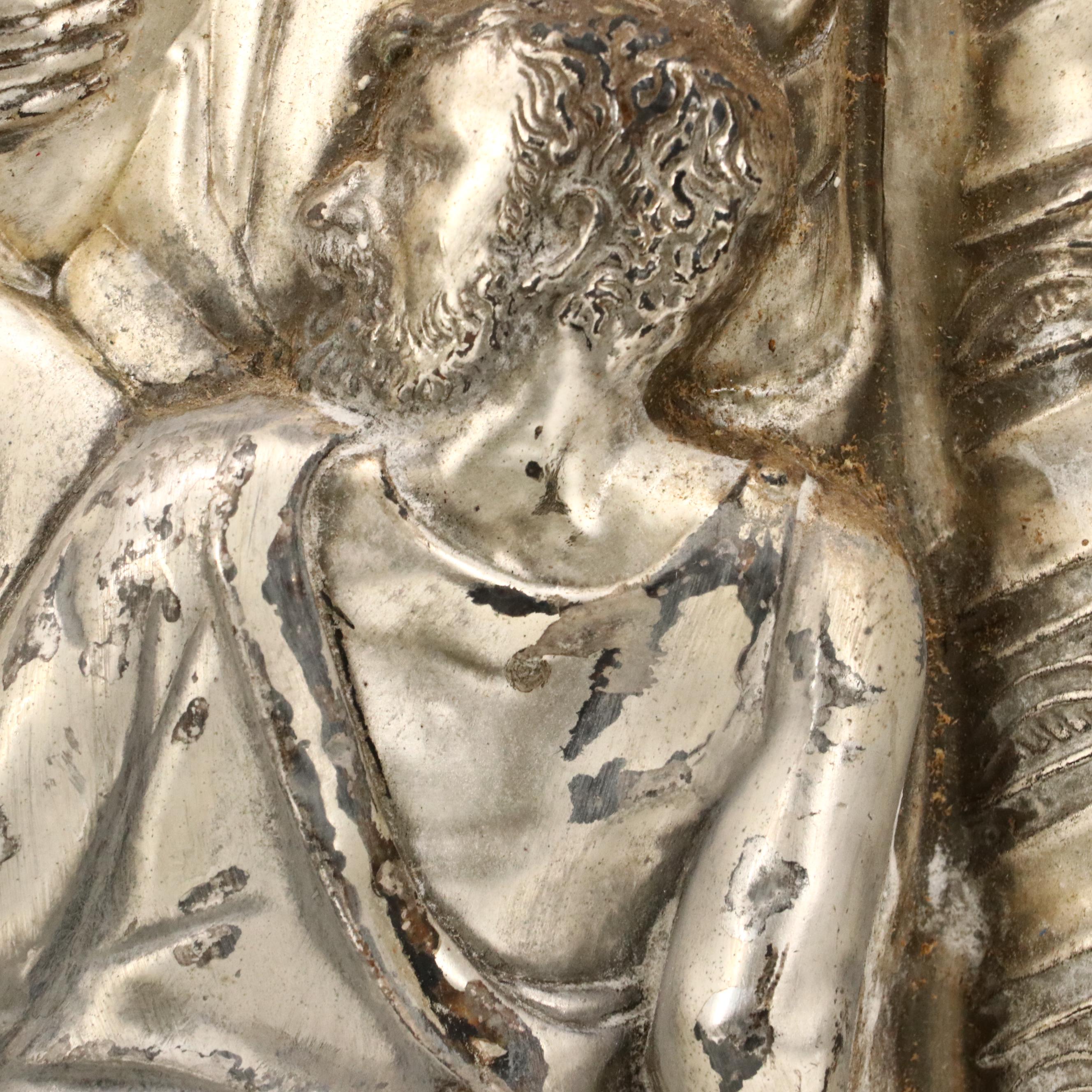 Silver-Plated Tin Repoussé Panel "Ultima Cena de Jesus"