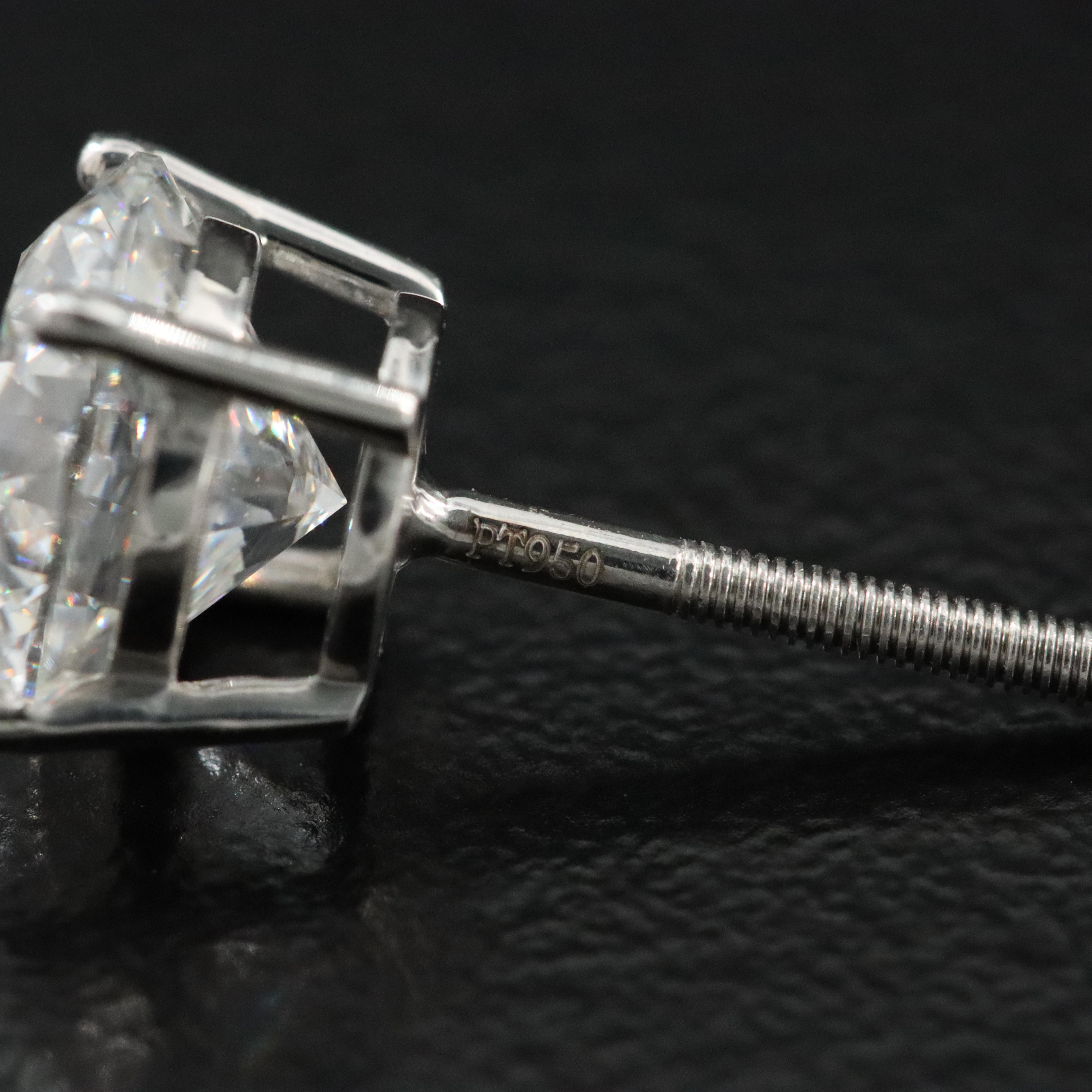 Platinum 4.09 CTW Lab Grown Diamond Stud Earrings with IGI Reports