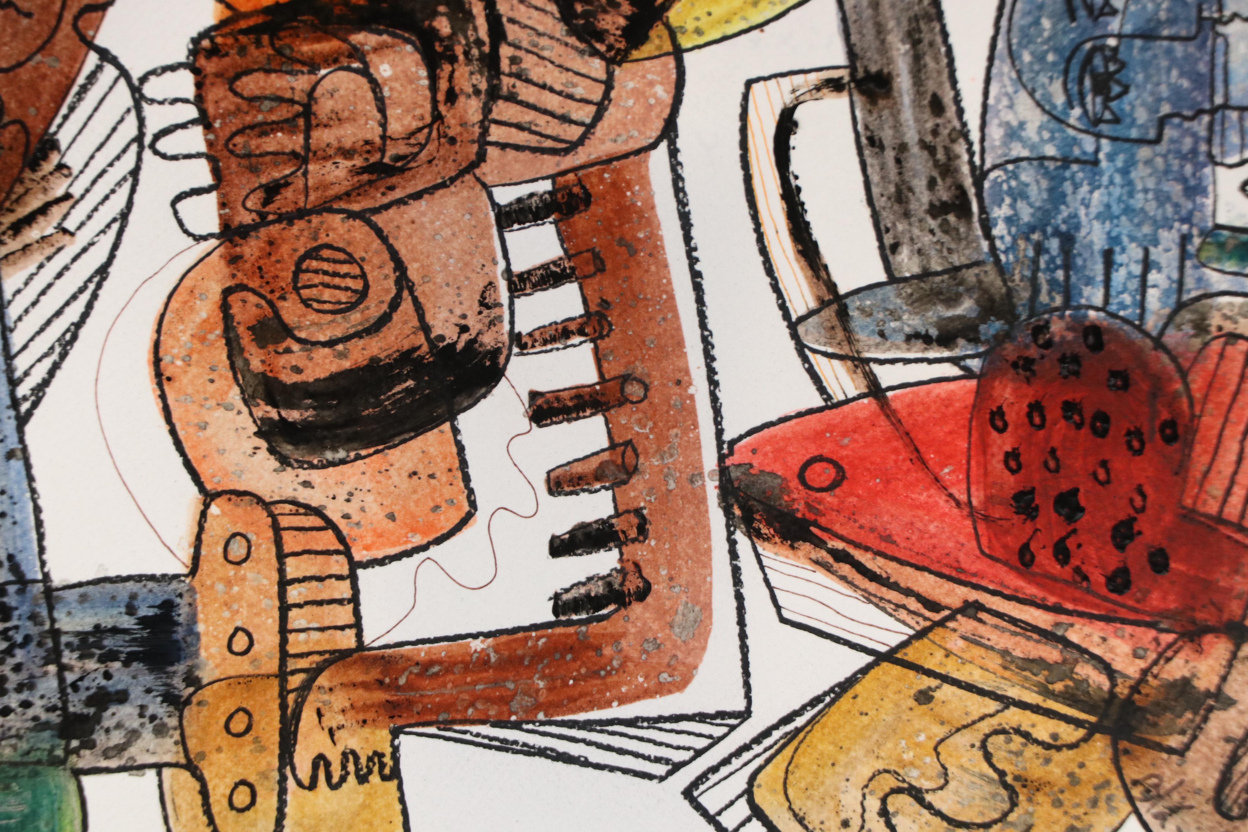 Michel Blázquez Surrealist Mixed Media Painting "Dreamer's Tale #4," 2025