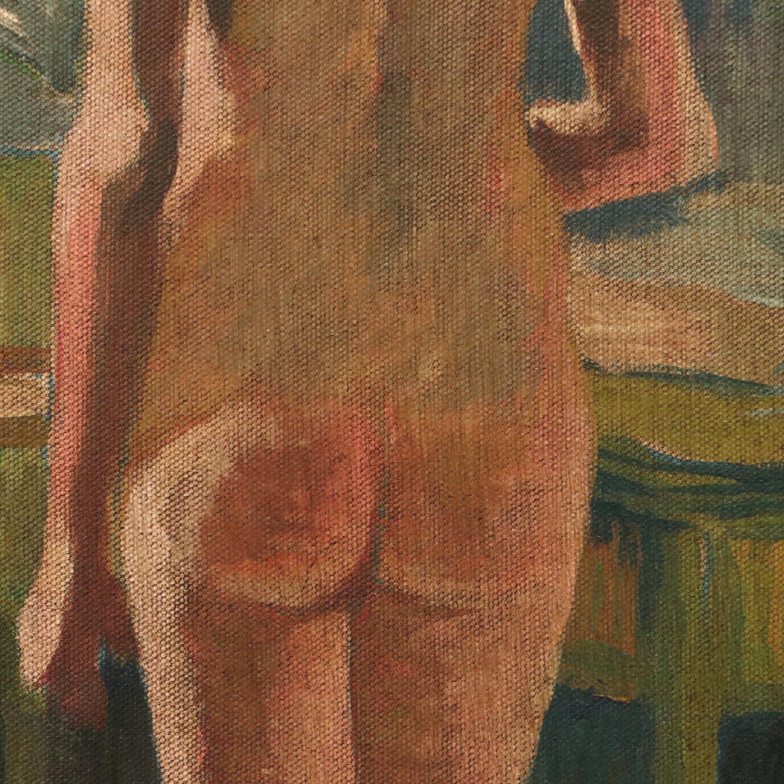 Standing Female Nude Oil Painting After Camille Pissarro