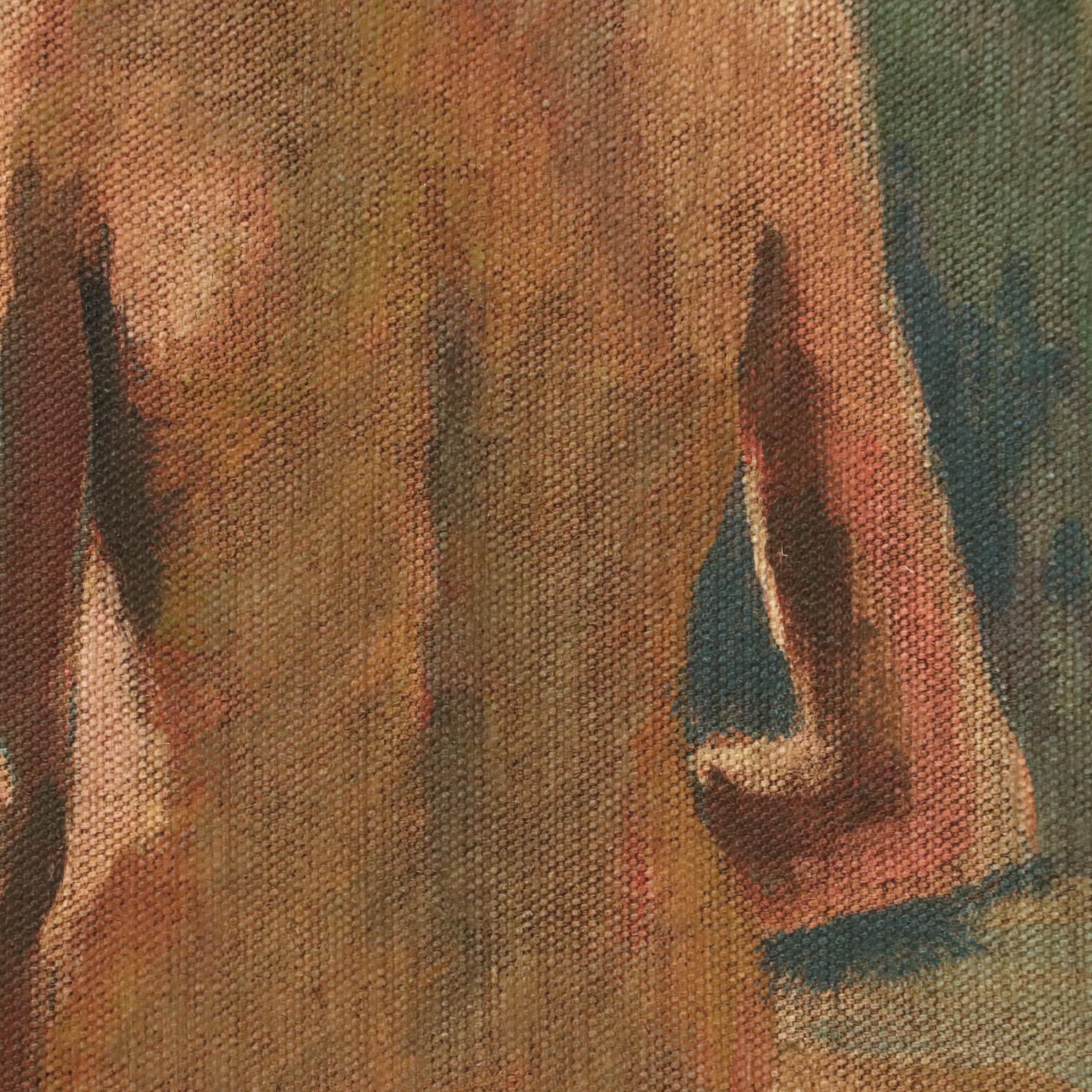 Standing Female Nude Oil Painting After Camille Pissarro