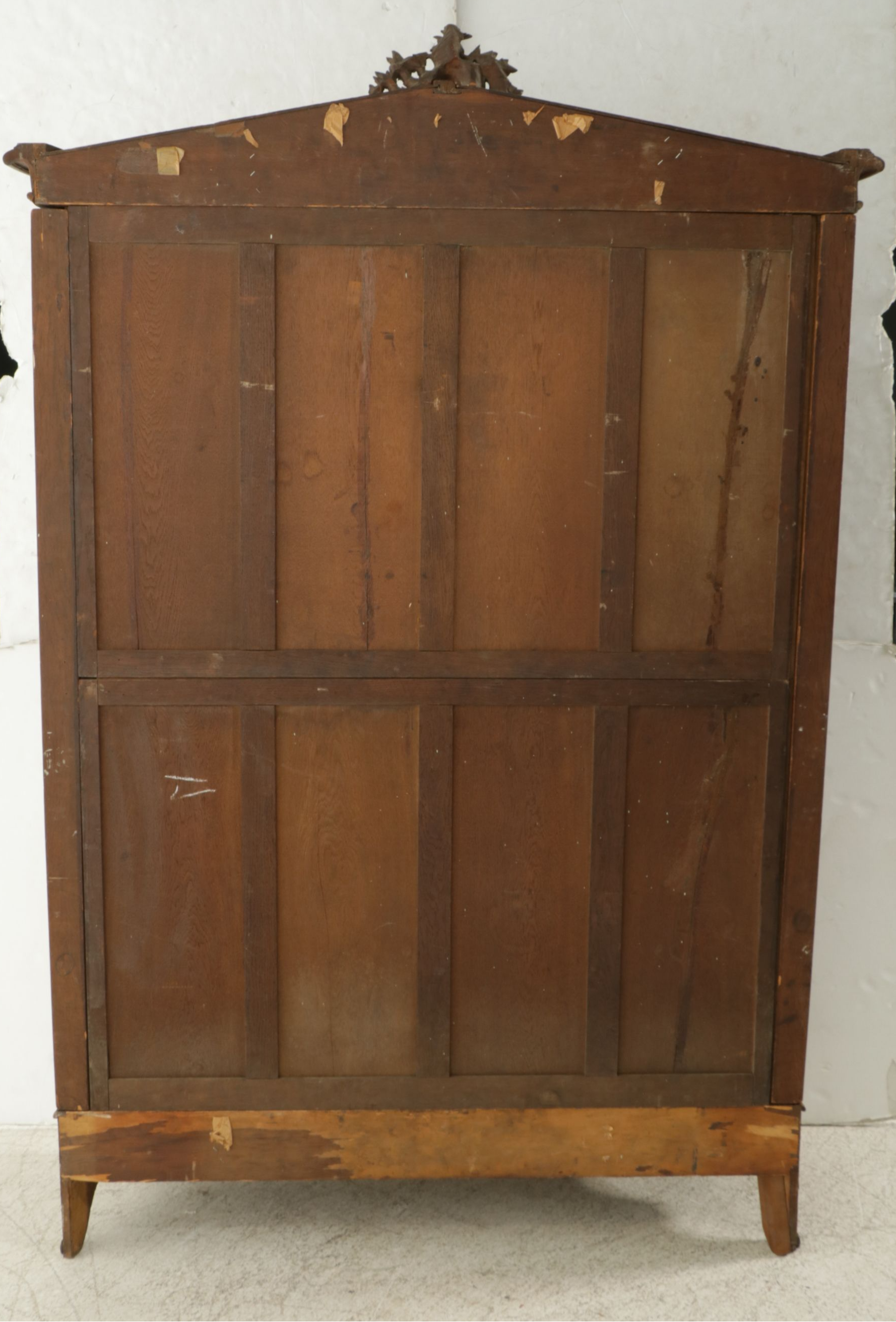 Louis XV Style Walnut Knockdown Armoire with Carved Rococo Cartouche