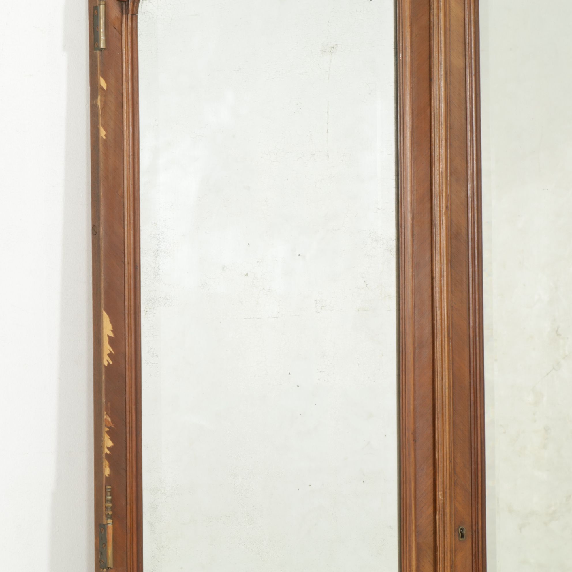 Louis XV Style Walnut Knockdown Armoire with Carved Rococo Cartouche