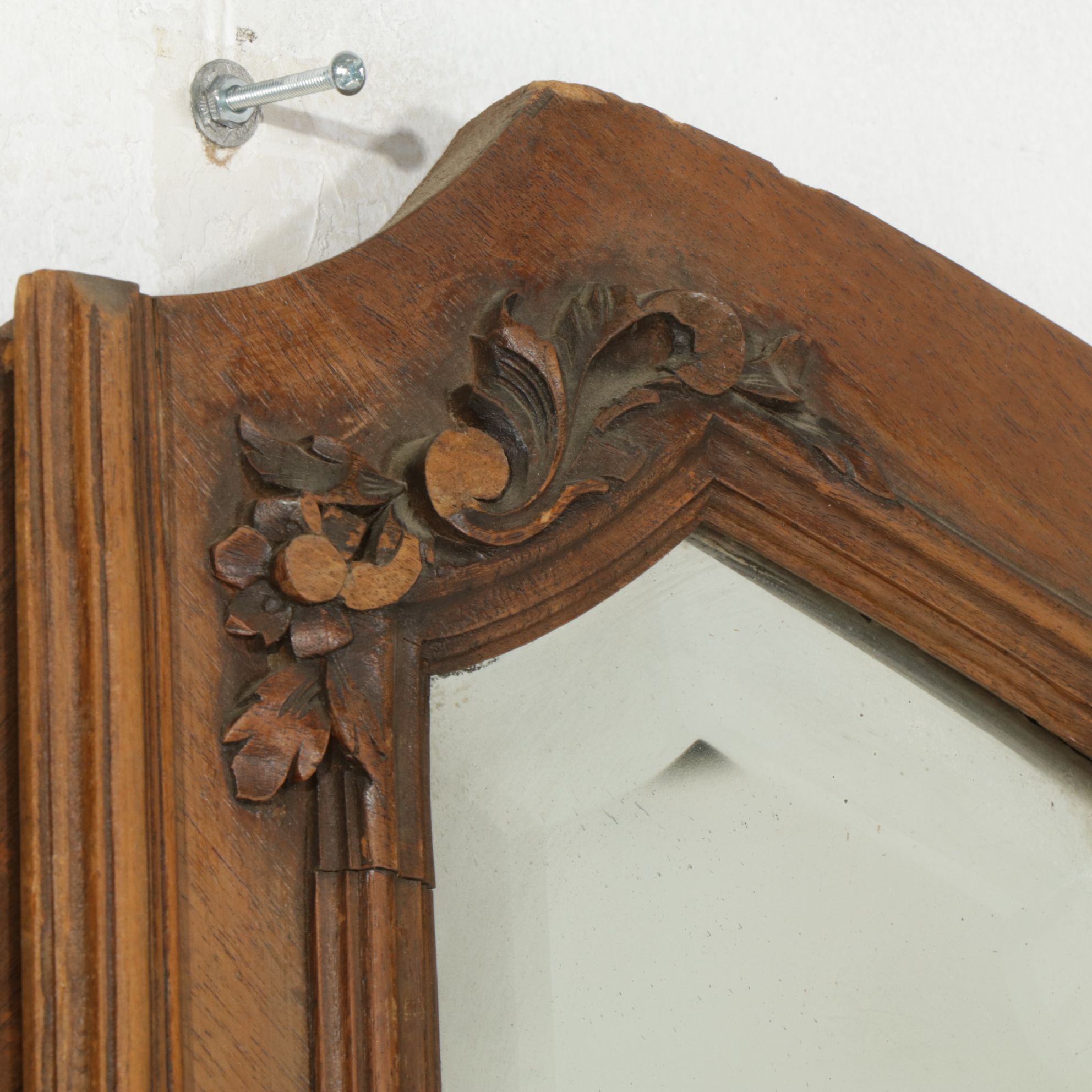 Louis XV Style Walnut Knockdown Armoire with Carved Rococo Cartouche