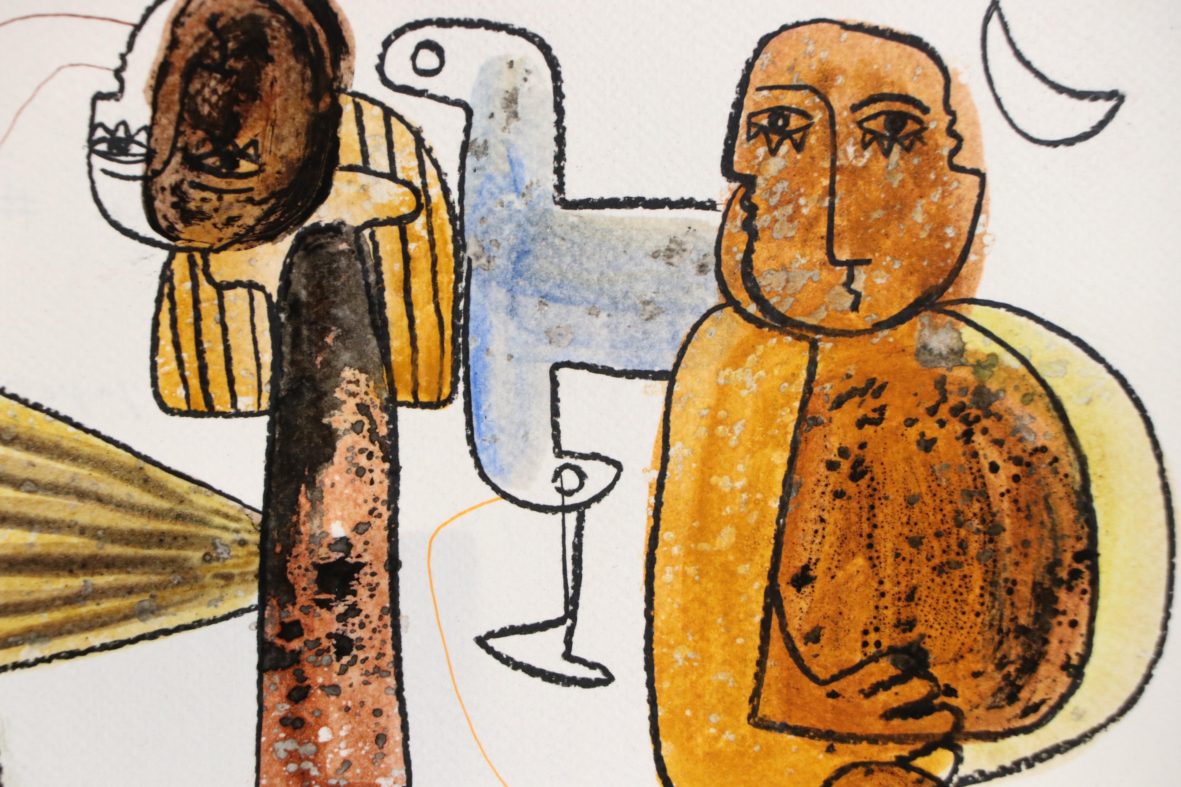 Michel Blázquez Surrealist Mixed Media Painting "Dreamer's Tale #3," 2025