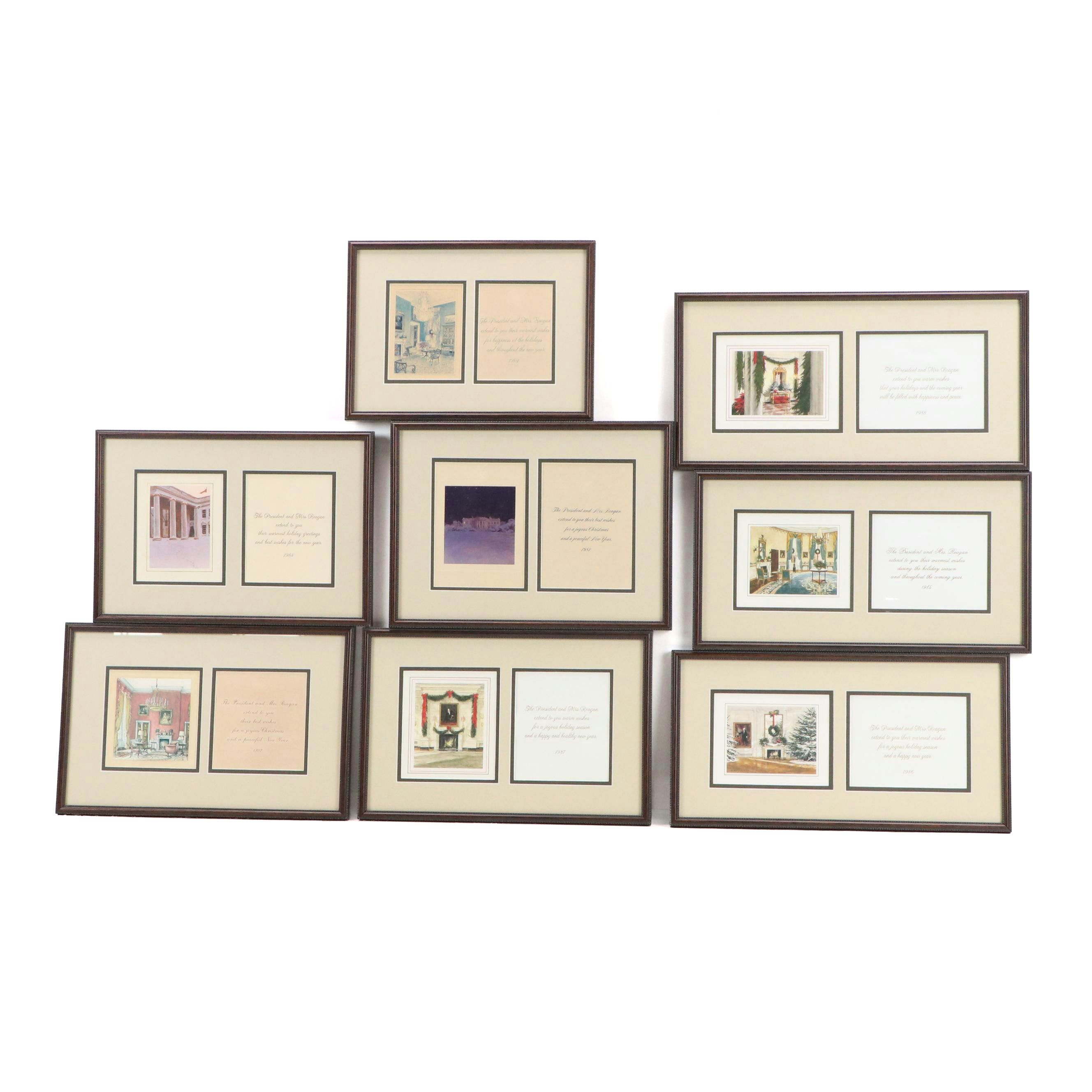 Framed Ronald and Nancy Reagan Holiday Cards, 1980s