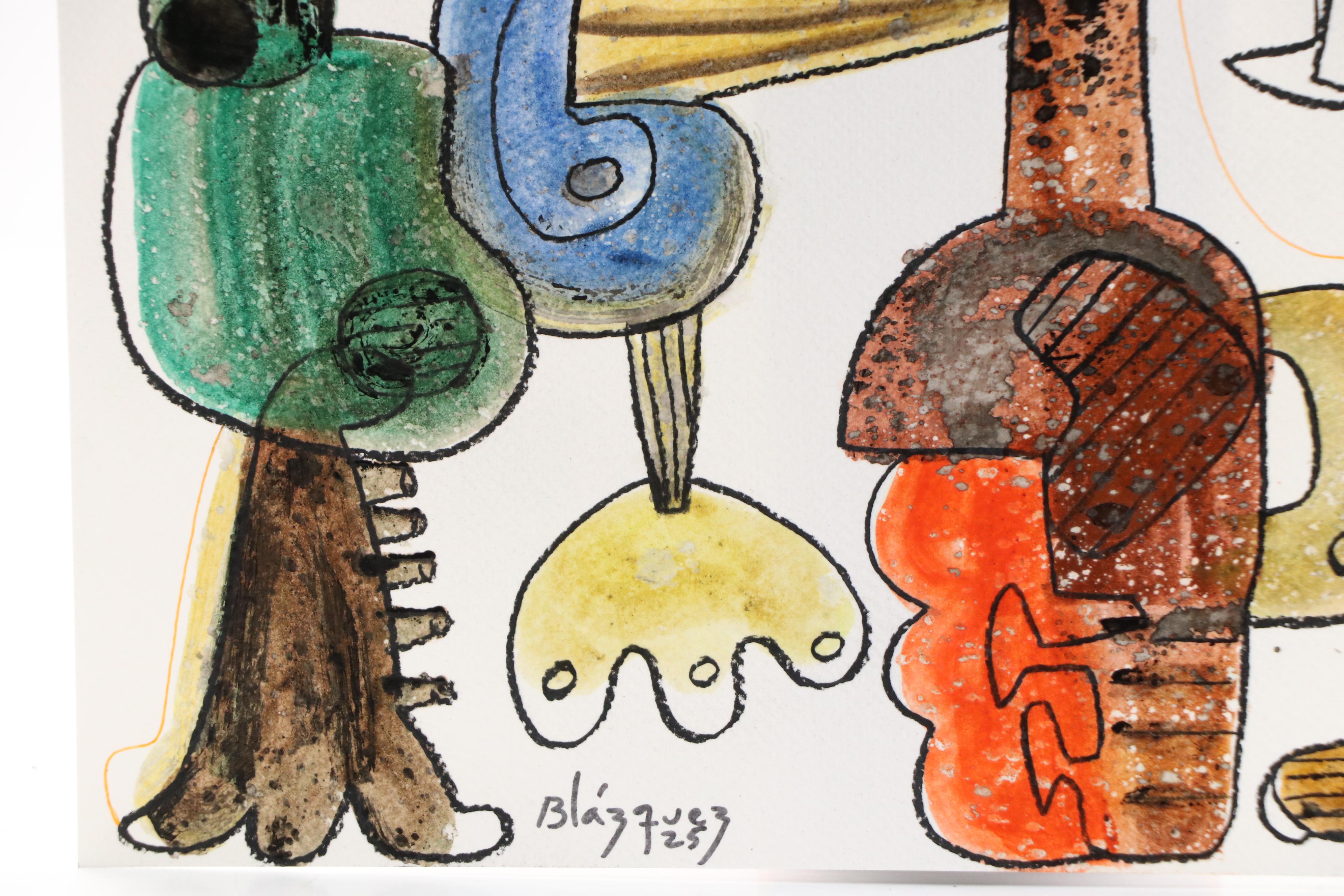 Michel Blázquez Surrealist Mixed Media Painting "Dreamer's Tale #3," 2025