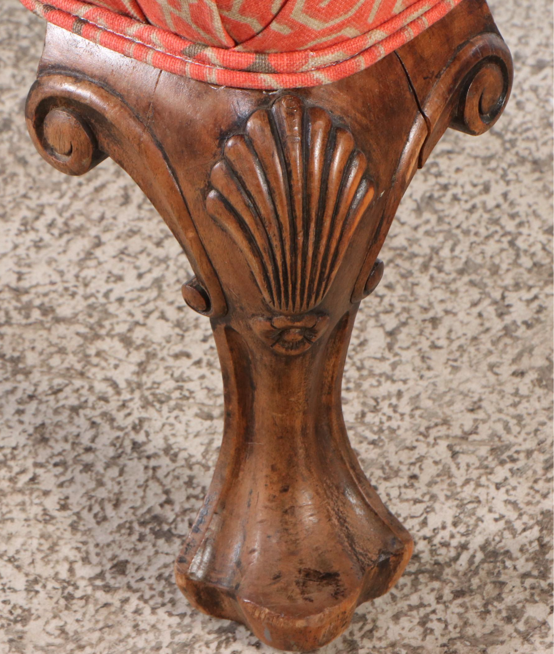 Pair of Chippendale Style Fabric Upholstered Wingback Armchairs