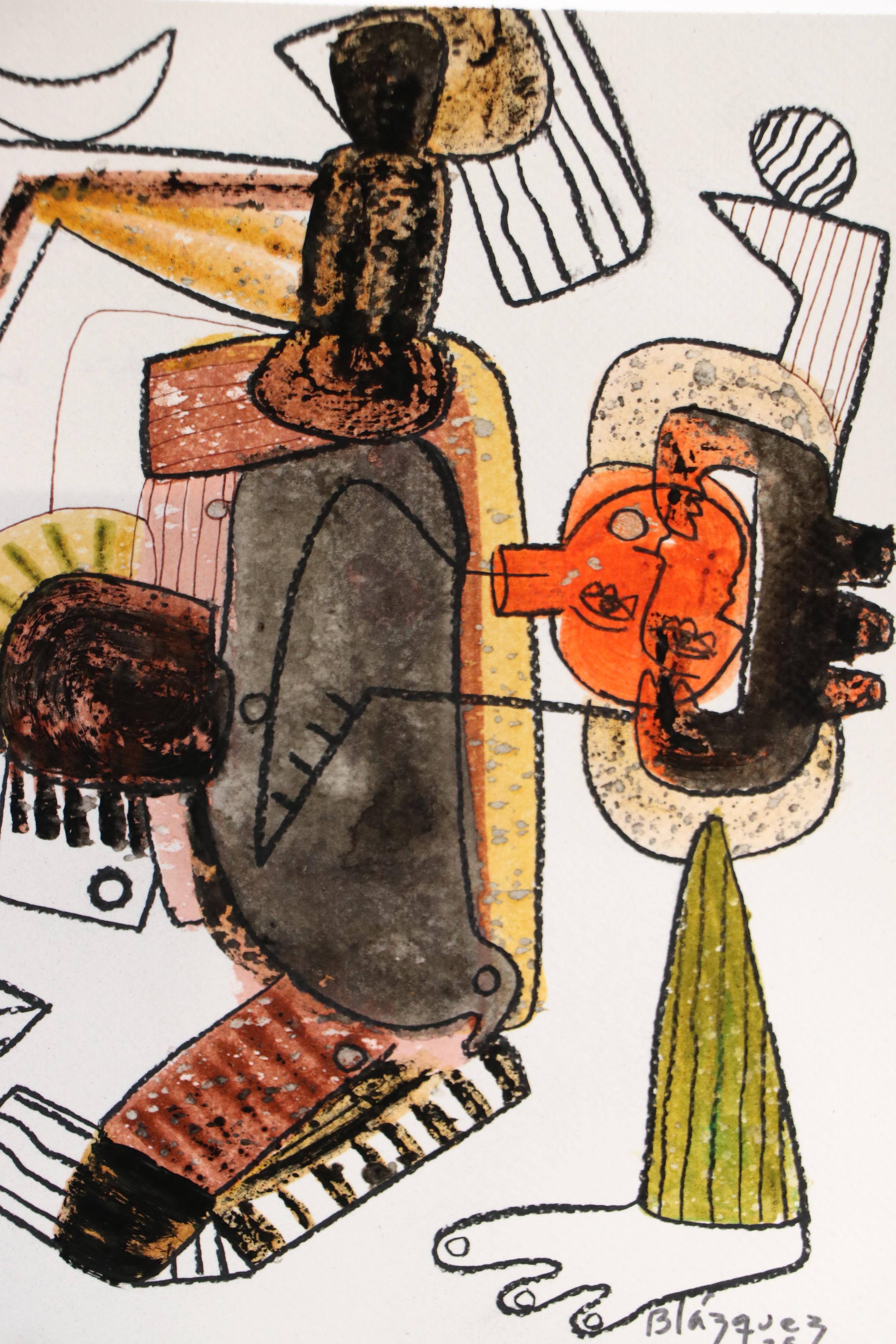 Michel Blázquez Surrealist Mixed Media Painting "Dreamer's Tale #2," 2025