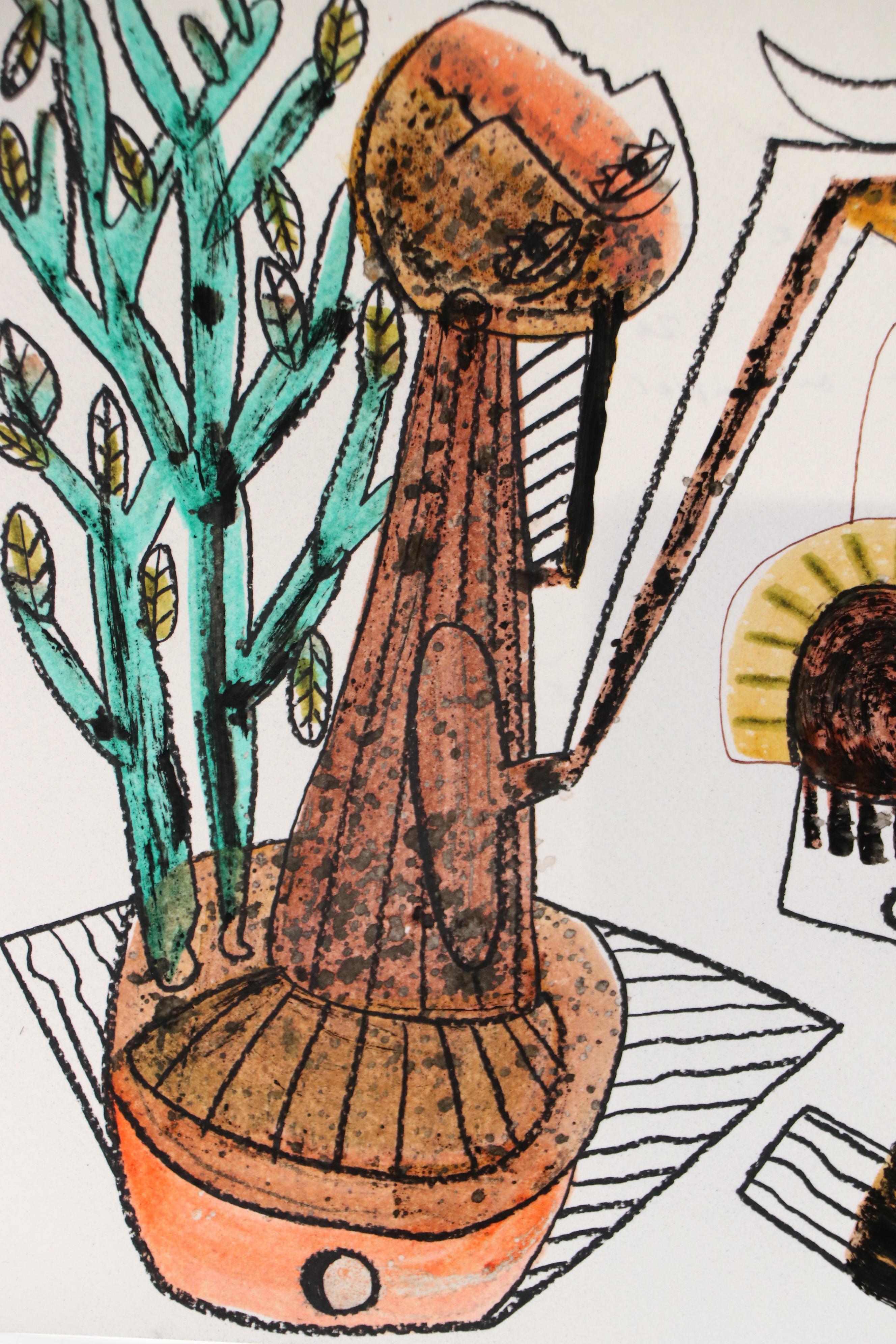 Michel Blázquez Surrealist Mixed Media Painting "Dreamer's Tale #2," 2025