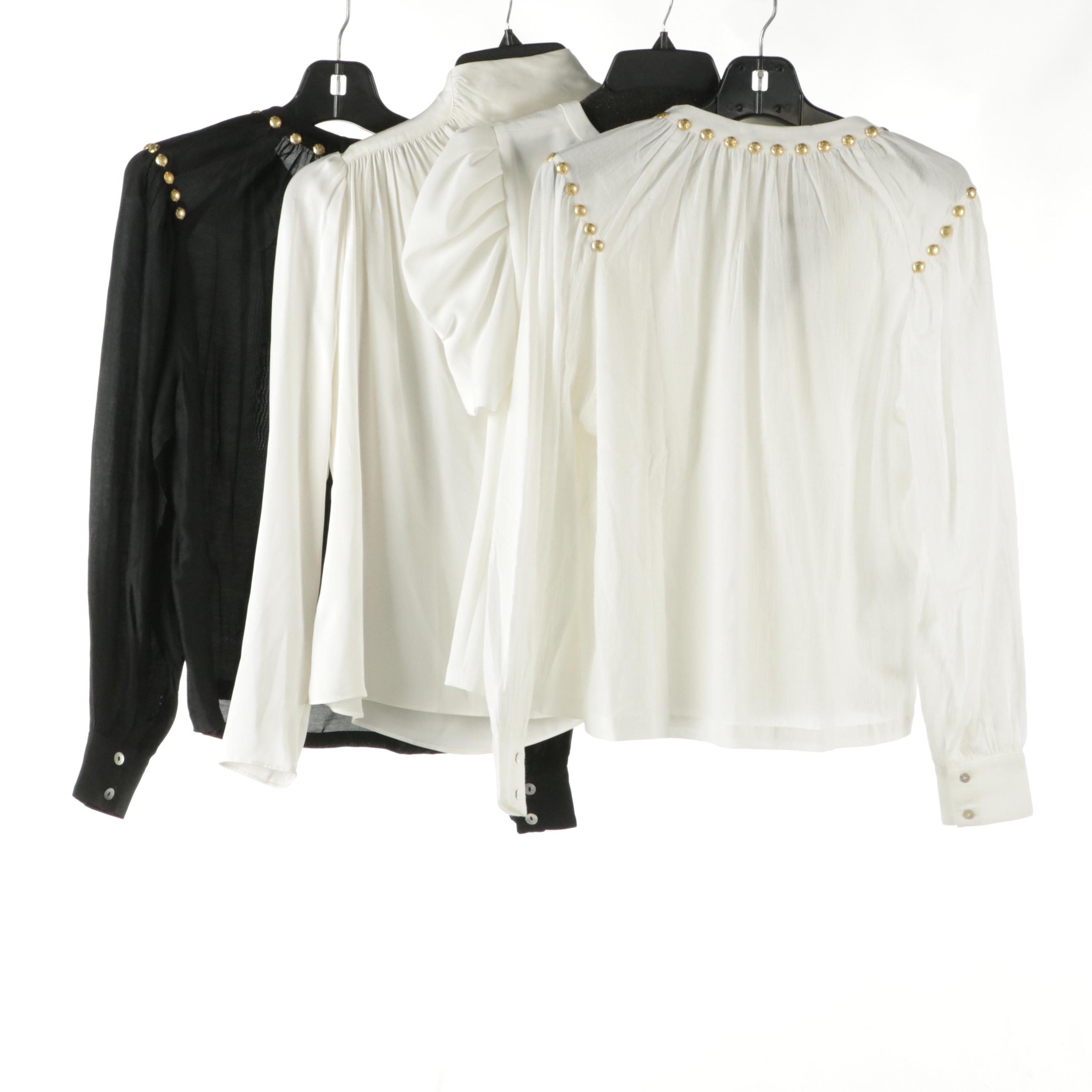 Intermix Silk Blouse with Other Long Sleeve Blouses, A.L.C. Puff-Sleeve Top