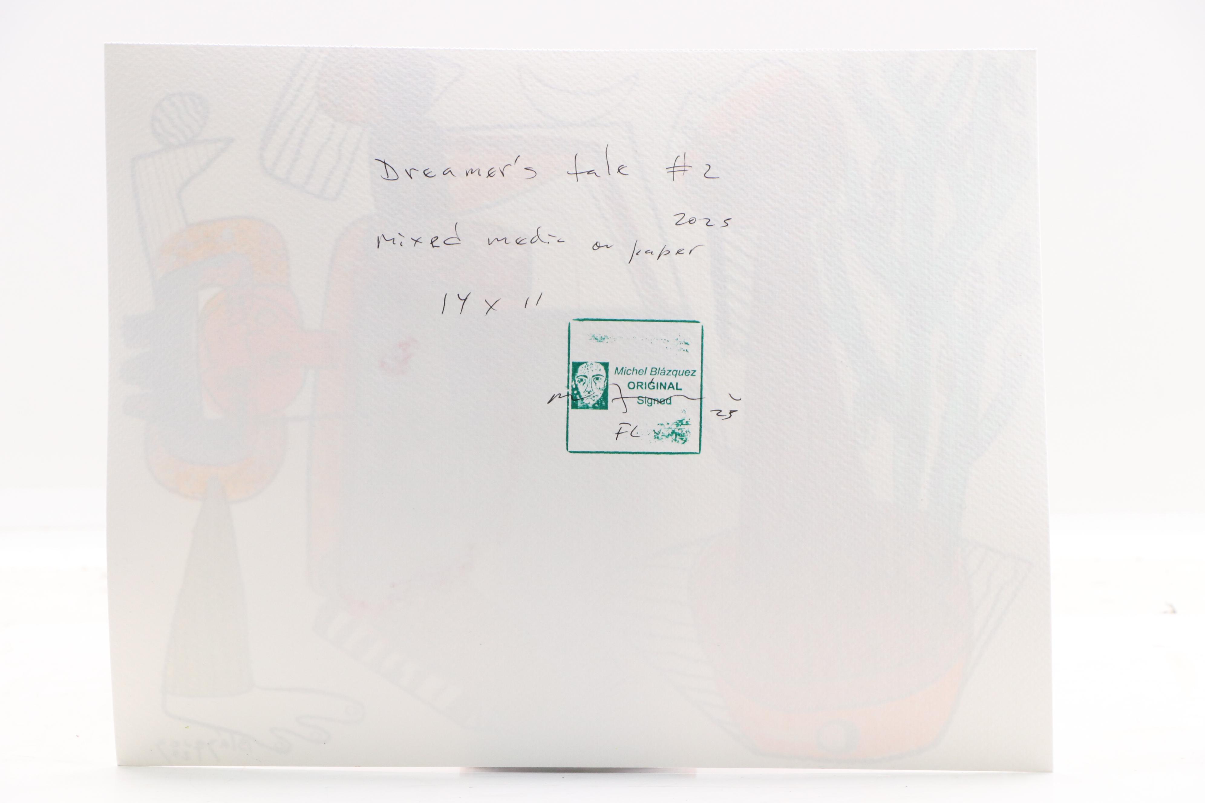 Michel Blázquez Surrealist Mixed Media Painting "Dreamer's Tale #2," 2025