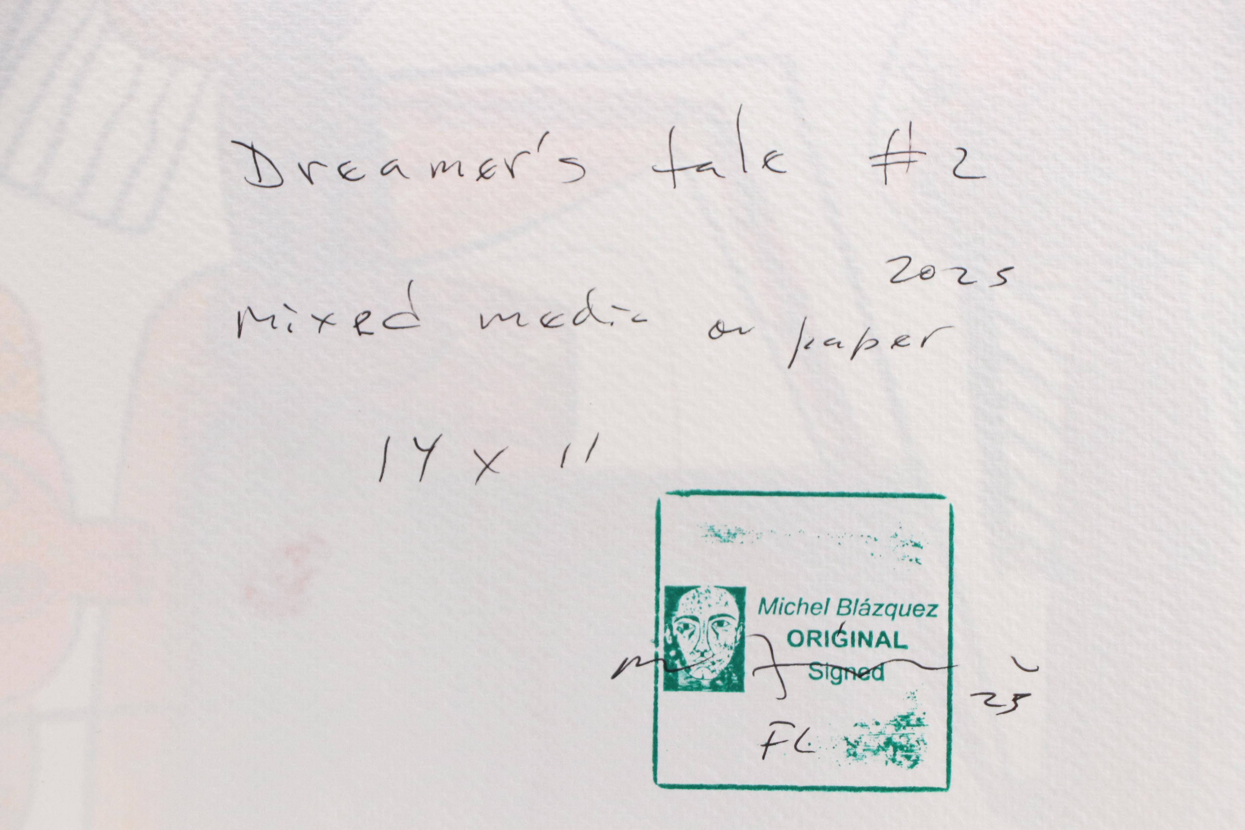Michel Blázquez Surrealist Mixed Media Painting "Dreamer's Tale #2," 2025