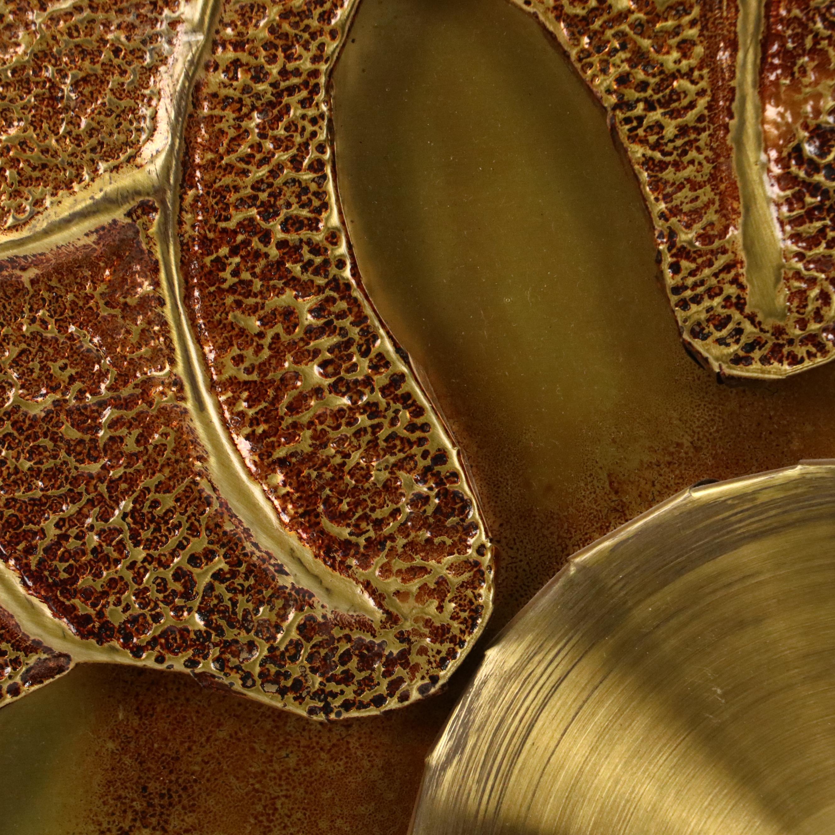 Mid Century Modern Abstract Gold Tone Metal Wall Plaque