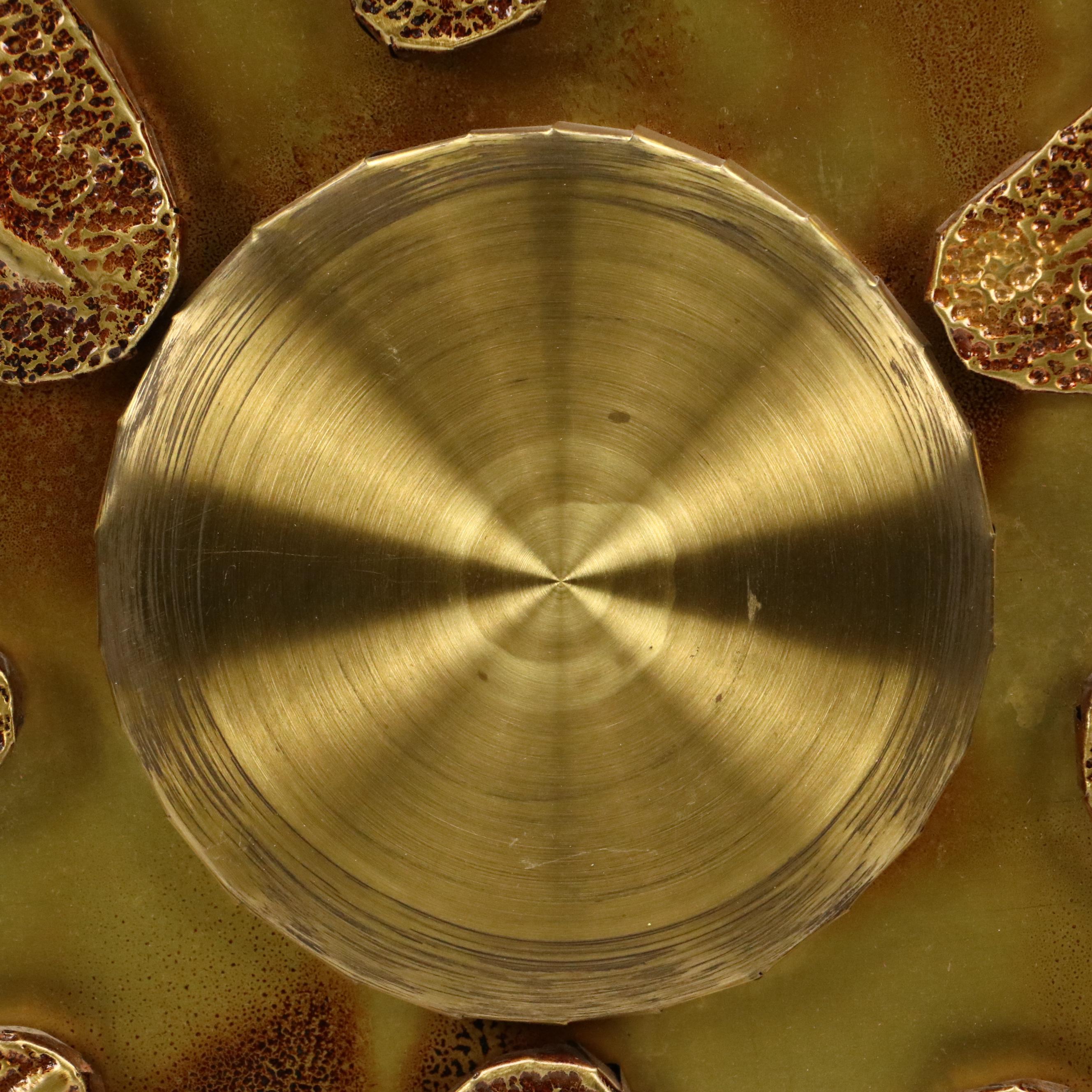 Mid Century Modern Abstract Gold Tone Metal Wall Plaque