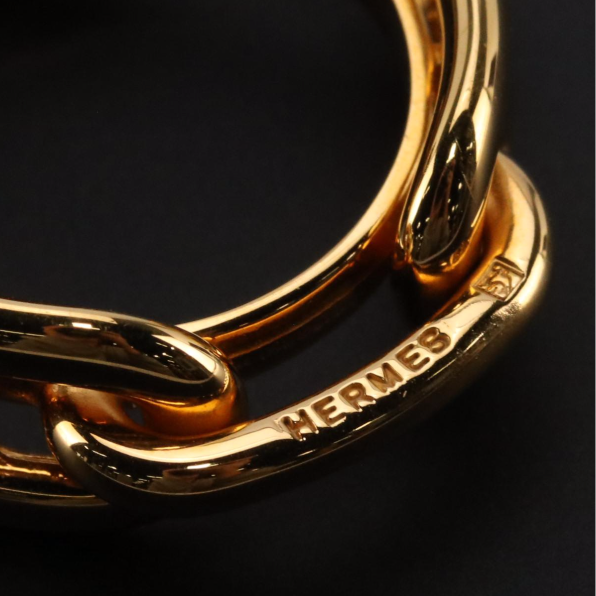 Hermès Gold Plated Chaine D’Ancre Scarf Ring with Box