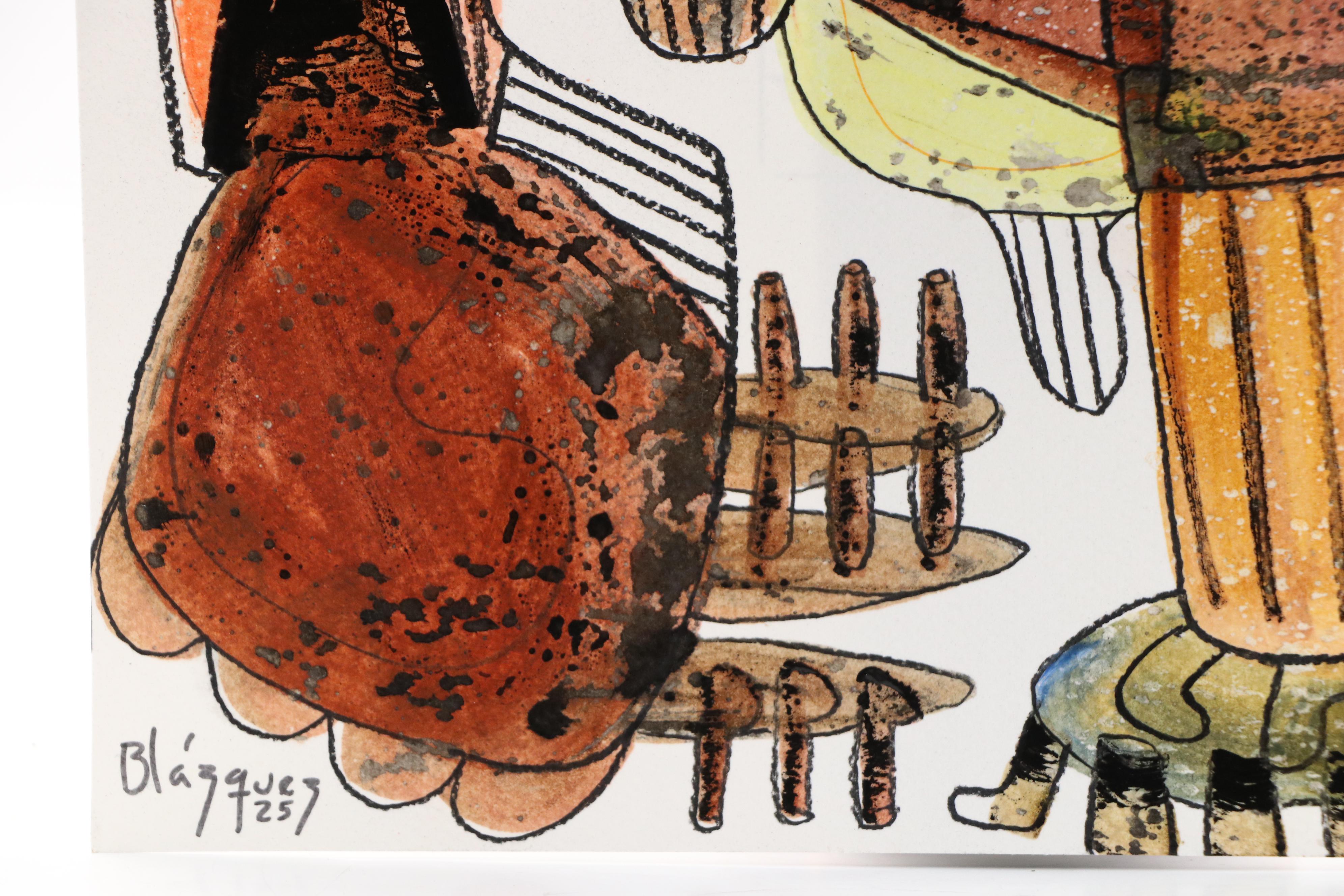 Michel Blázquez Surrealist Mixed Media Painting "Dreamer's Tale #1," 2025