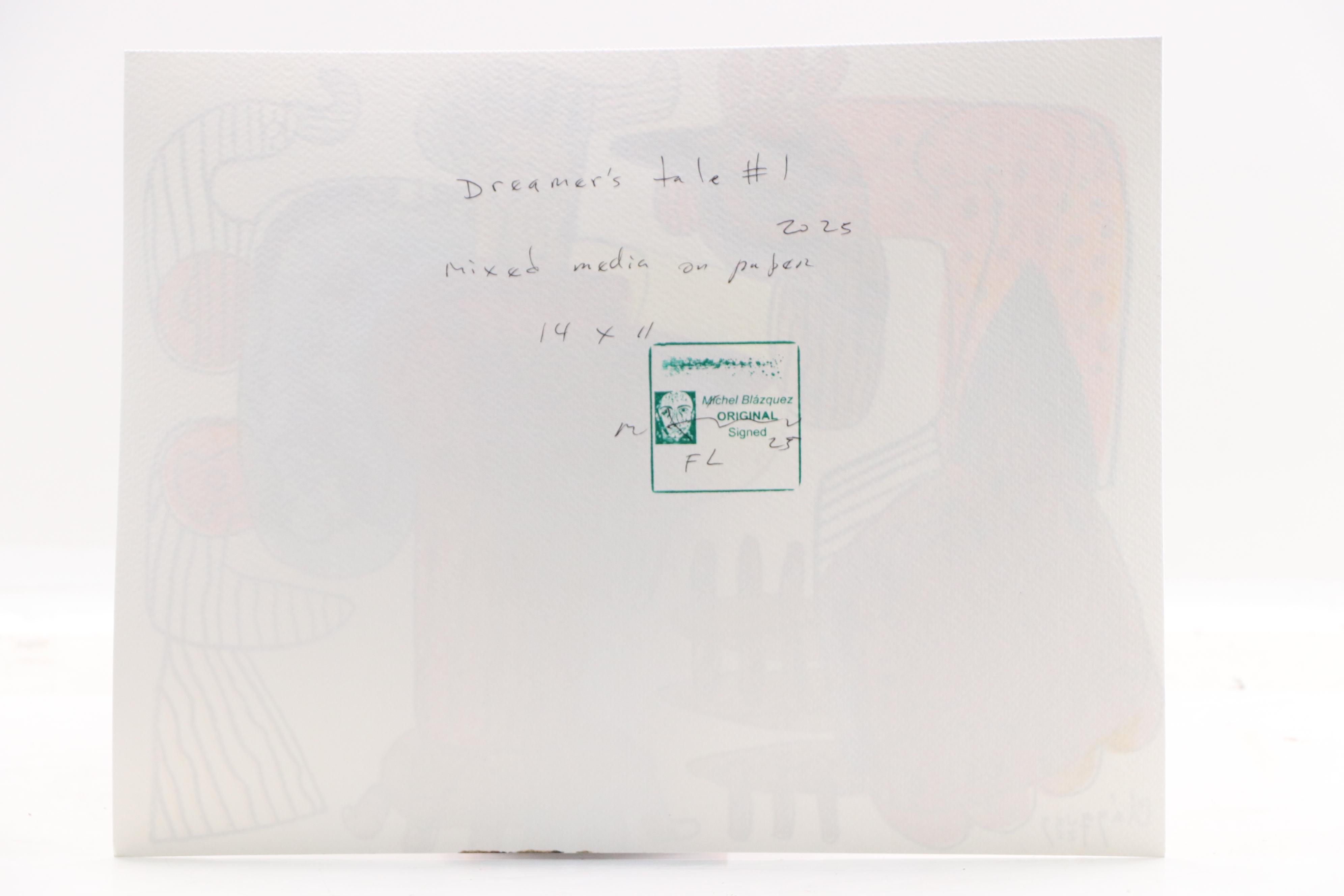 Michel Blázquez Surrealist Mixed Media Painting "Dreamer's Tale #1," 2025