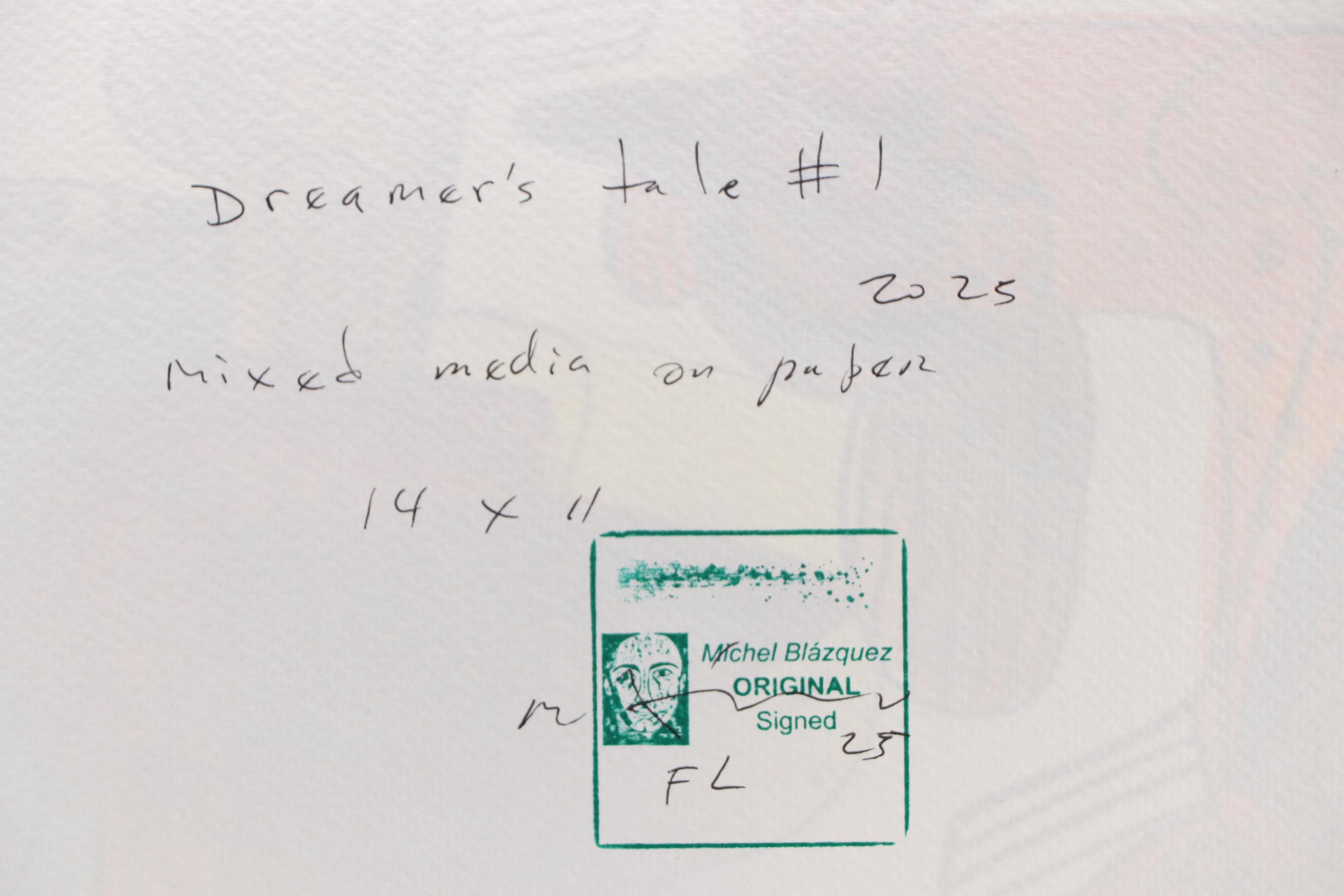 Michel Blázquez Surrealist Mixed Media Painting "Dreamer's Tale #1," 2025