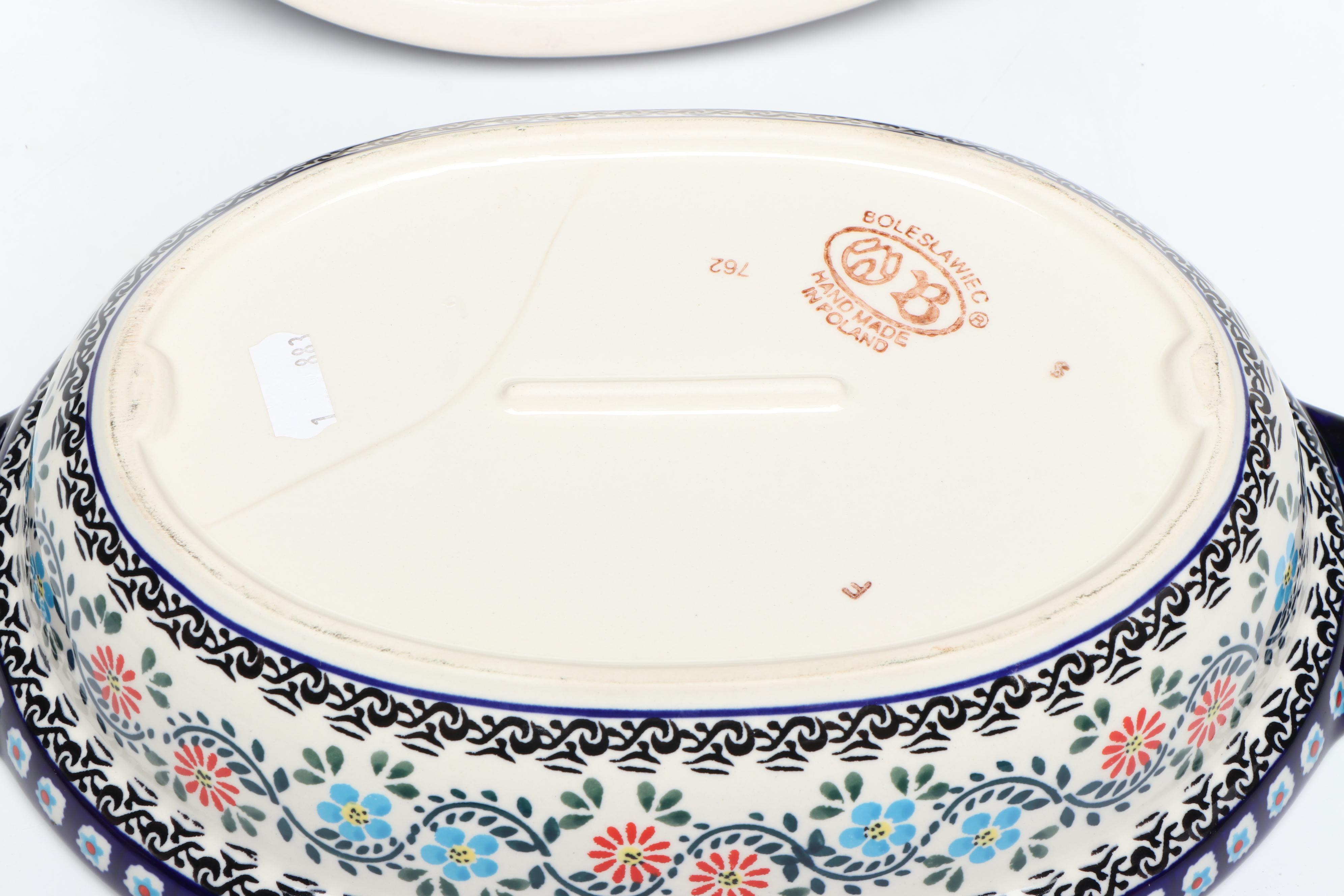 Polish Boleslawiec Pottery Hen on Nest Bakers