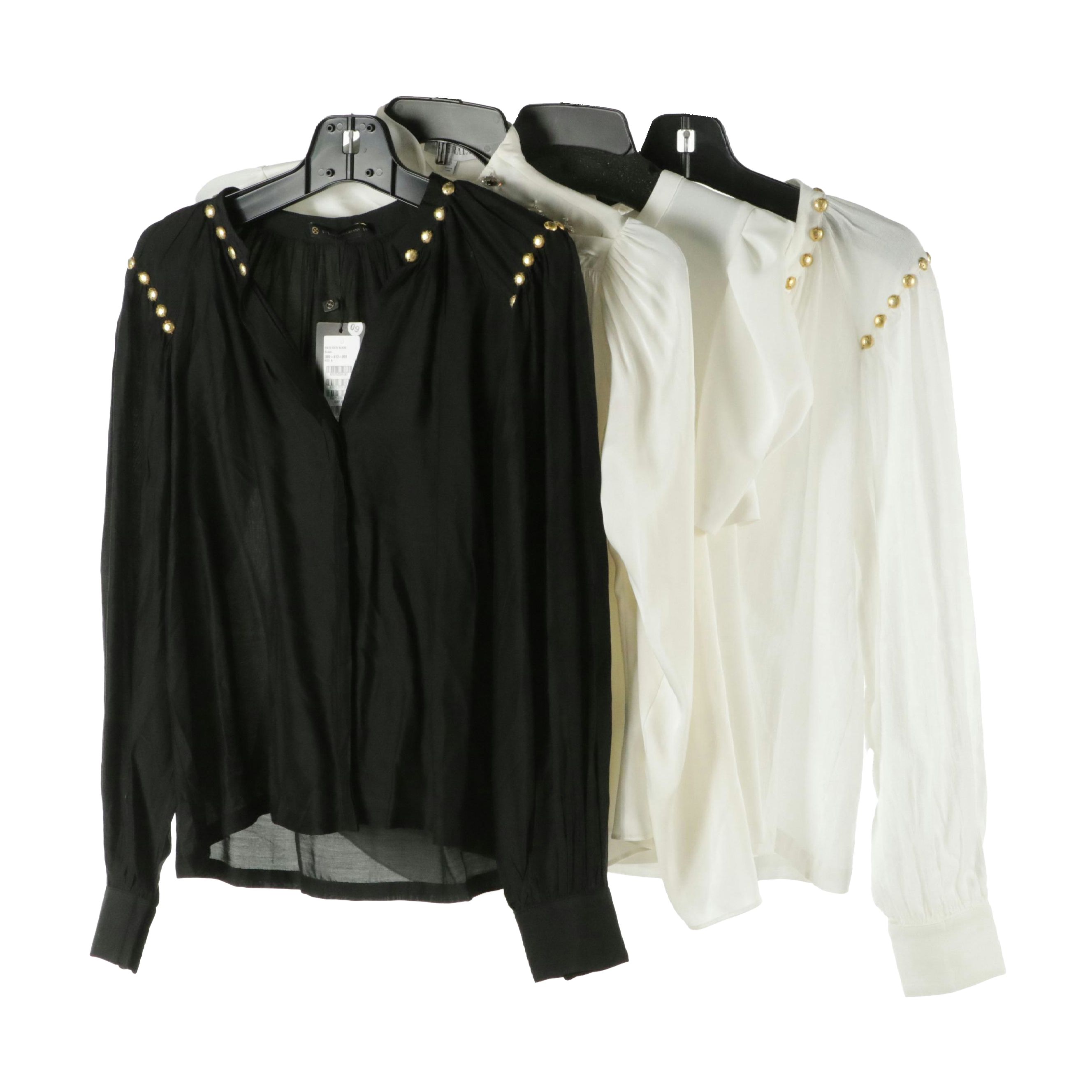 Intermix Silk Blouse with Other Long Sleeve Blouses, A.L.C. Puff-Sleeve Top