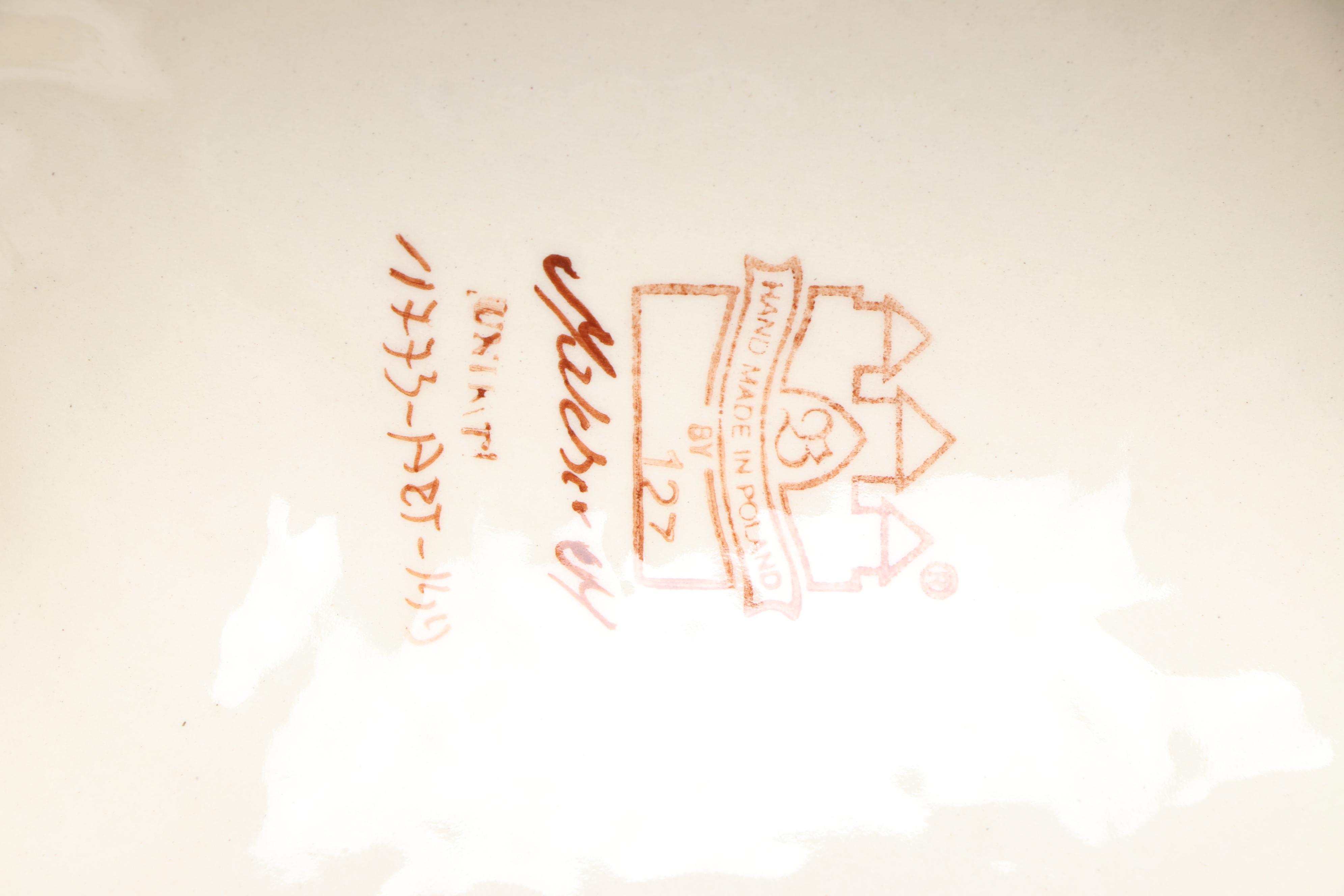 Polish Boleslawiec Pottery Hen on Nest Bakers