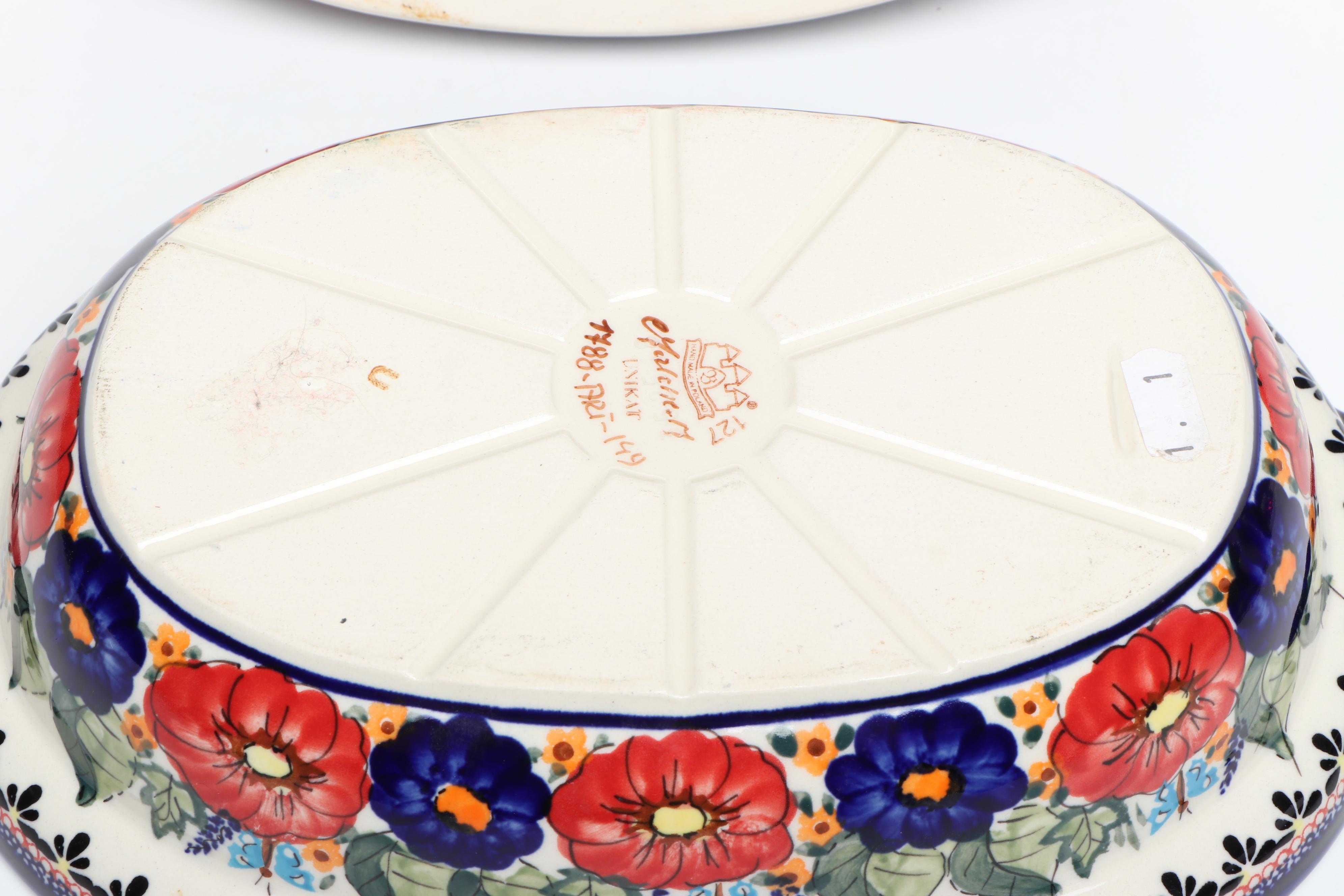 Polish Boleslawiec Pottery Hen on Nest Bakers