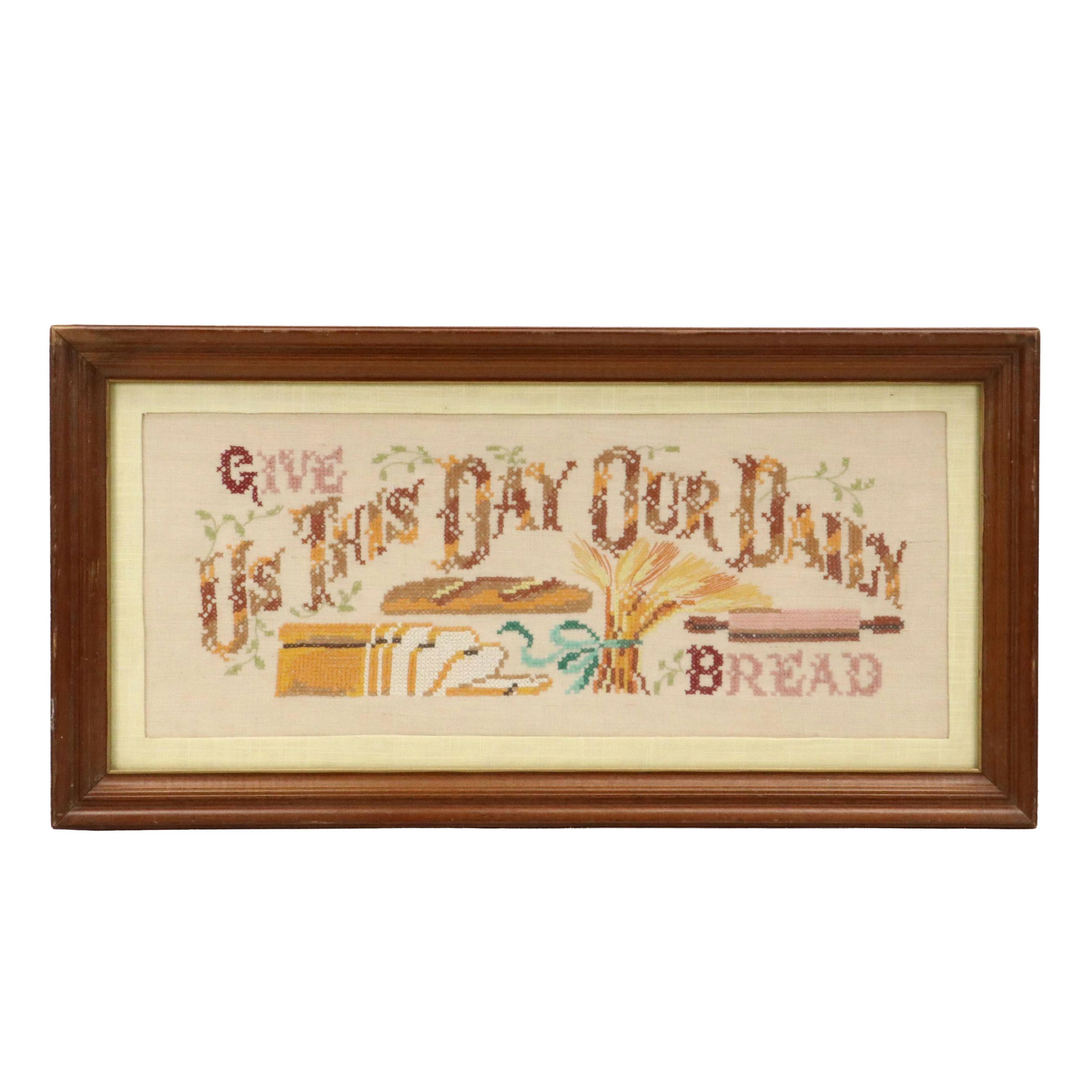 American School Cross-Stitch Embroidery With Verse