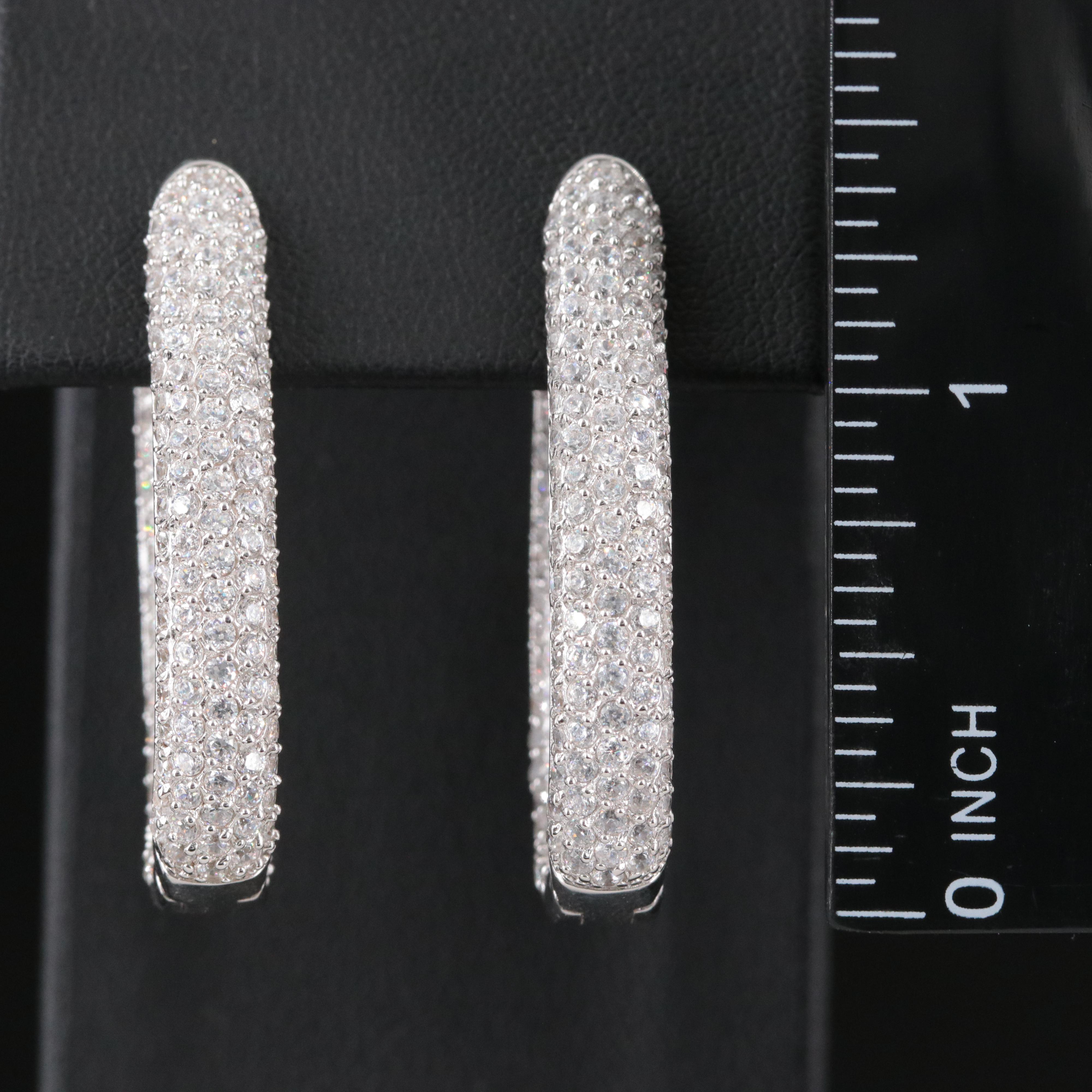 Sterling Rhinestone Inside Out Oval Hoops