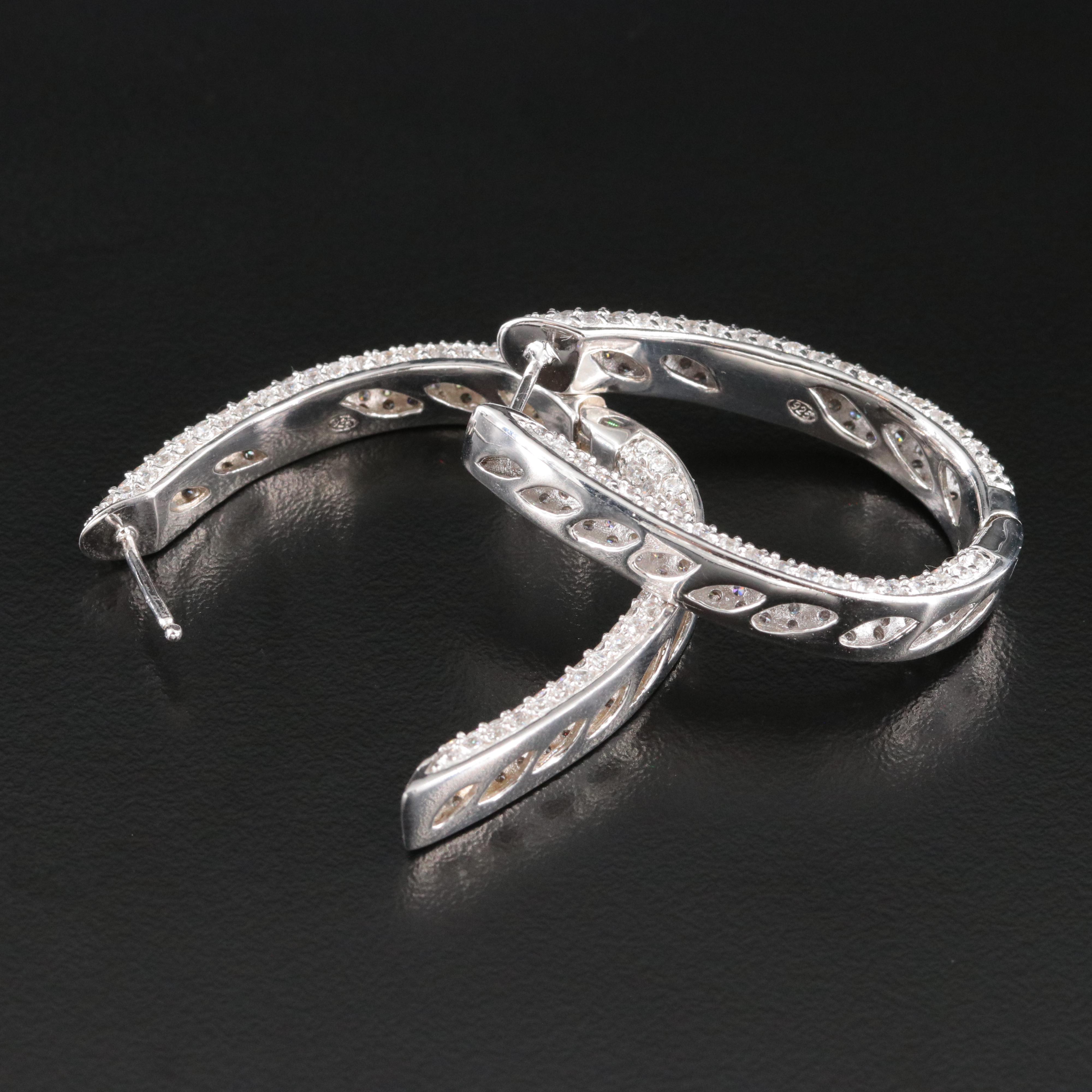 Sterling Rhinestone Inside Out Oval Hoops