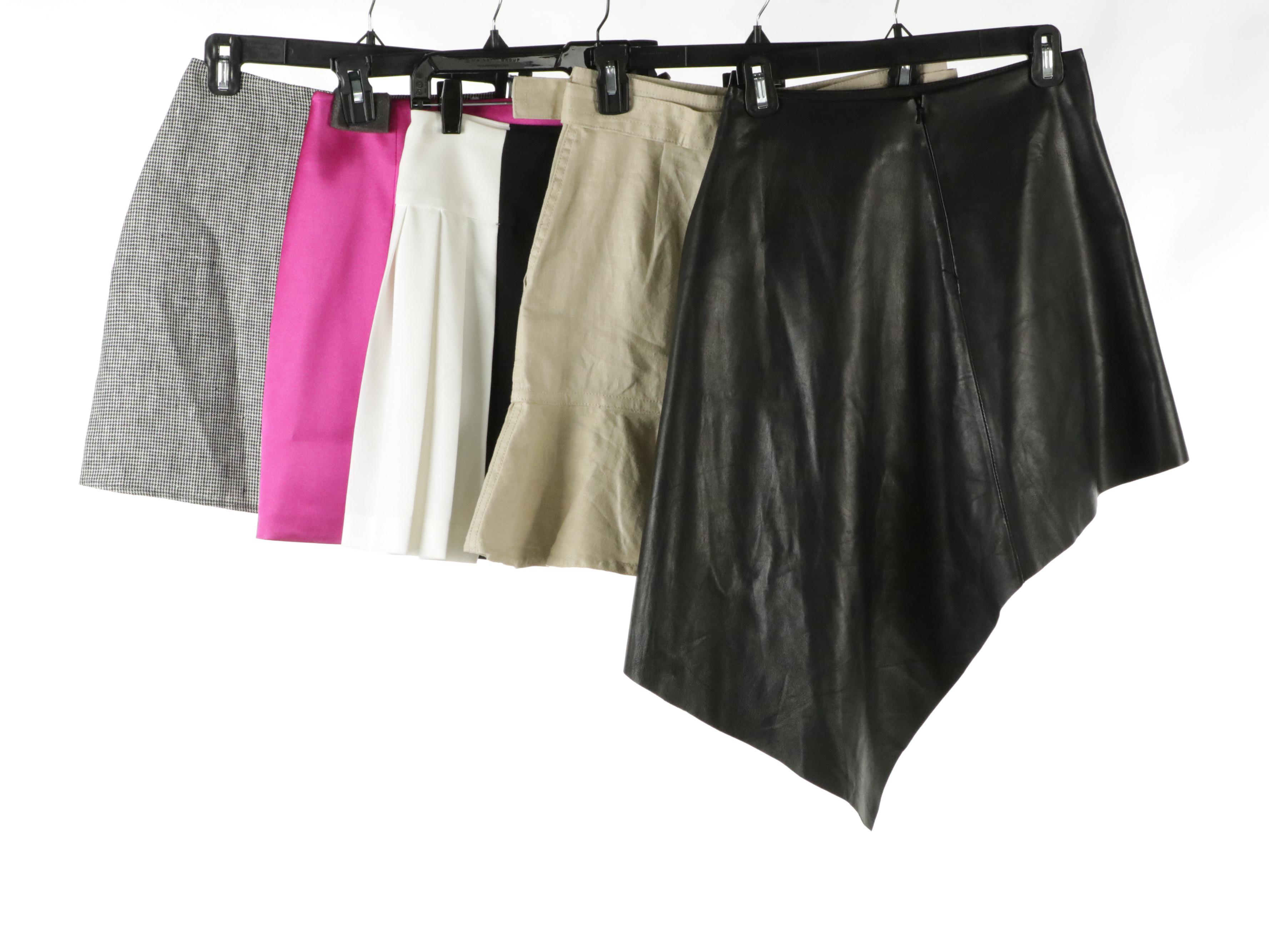 Lamarque Leather Asymmetrical, Reformation Linen Mini and Other Skirts